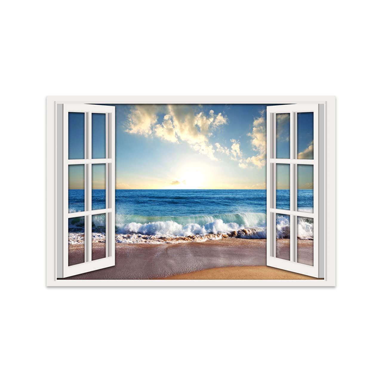 Blue Ocean Beach Wall Art - Stunning Sea Painting Canvas Print for Living Room, Bedroom & Office Decor - Unframed 24x36 Inch Window to The Sea - Perfect for Coastal, Nautical & Beach House Themes