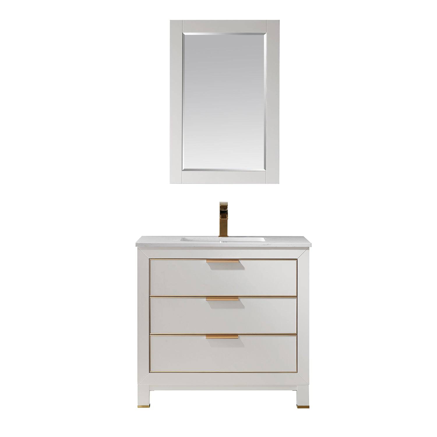 Jackson 36 Inch Single Bathroom Vanity Set with Composite Stone Countertop - Modern Sink Cabinet for Small Bathrooms, Powder Rooms & Guest Baths
