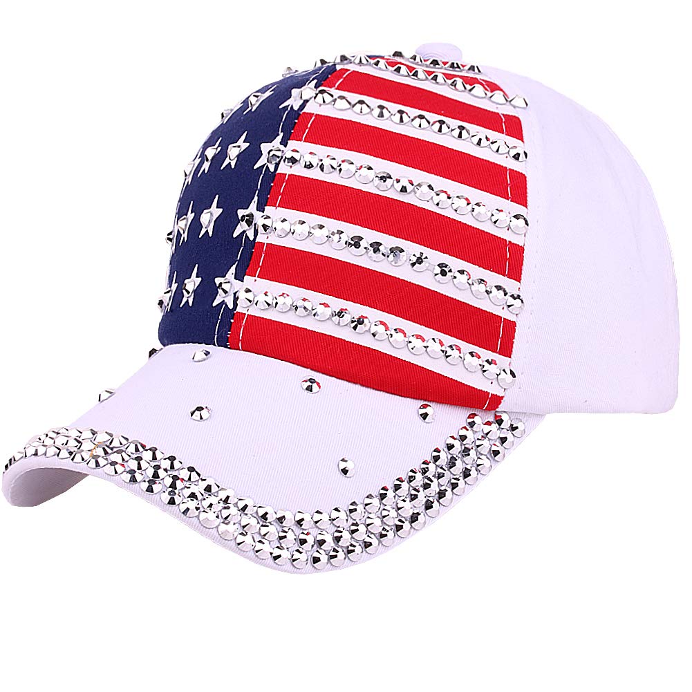 Sparkly American Flag Baseball Cap for Men & Women - USA Bling Hip Hop Hat - Perfect for 4th of July, Concerts & Streetwear Fashion