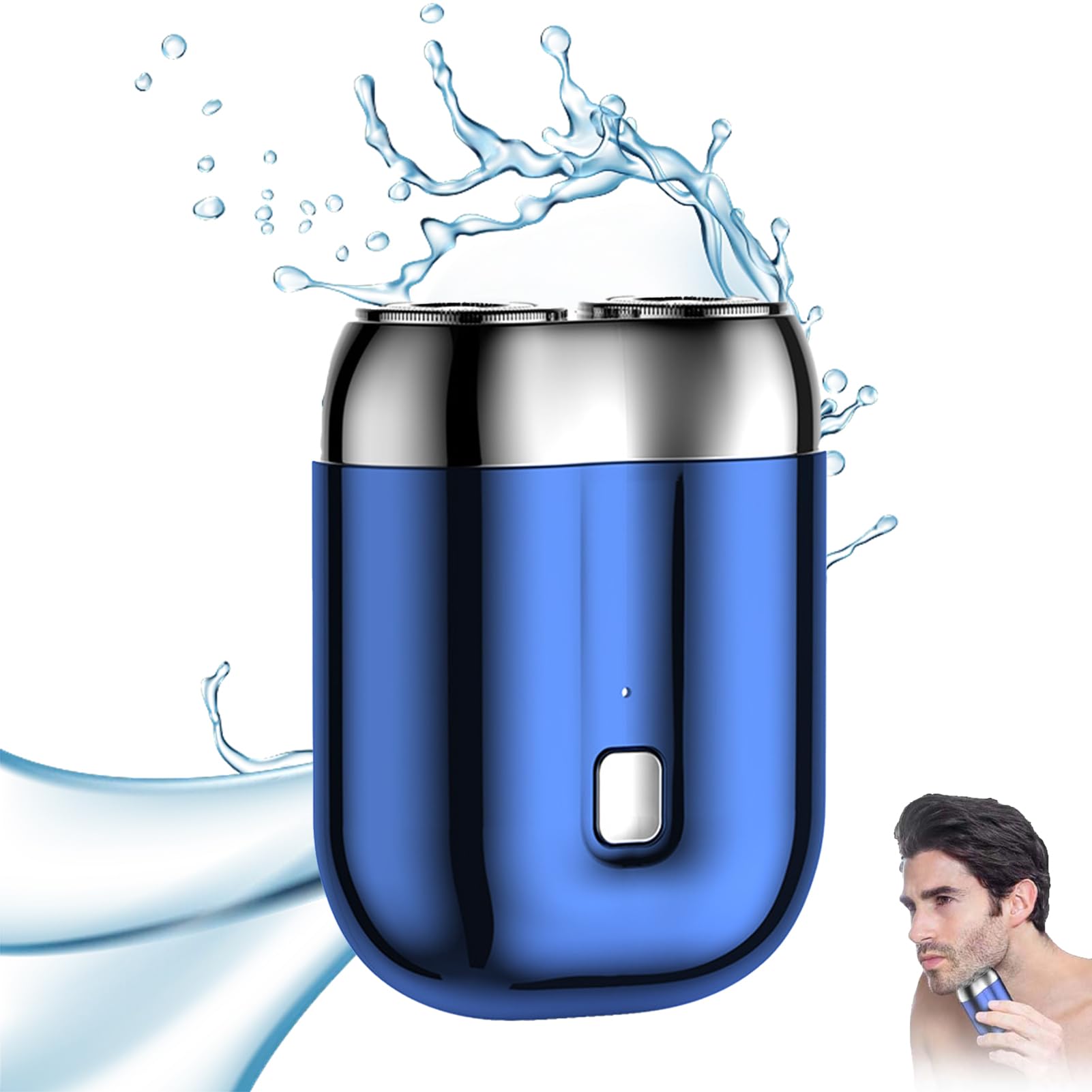 2025 New Mini Dual-Head Electric Shaver for Men - Rechargeable Waterproof USB Travel Razor, Portable Face & Beard Trimmer - Perfect for Home, Gym, Business Trips & On-The-Go Grooming (Blue)
