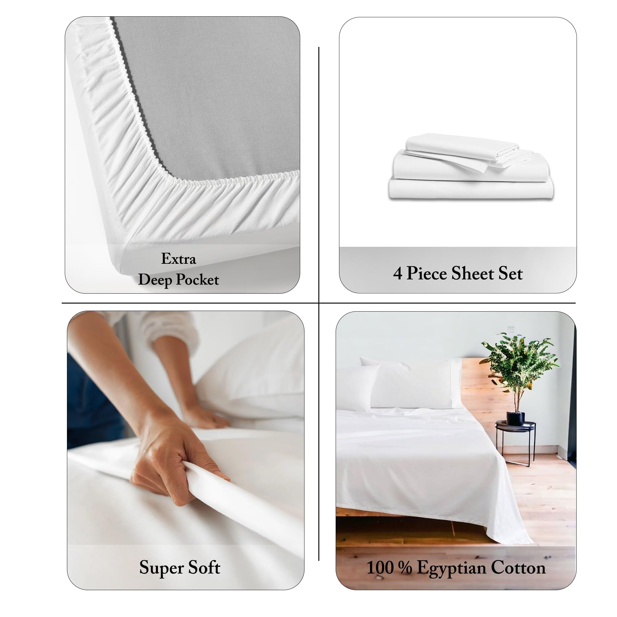 Luxury 1000 Thread Count Egyptian Cotton Sheets 4-Piece Set - Full Size, Blush, 17