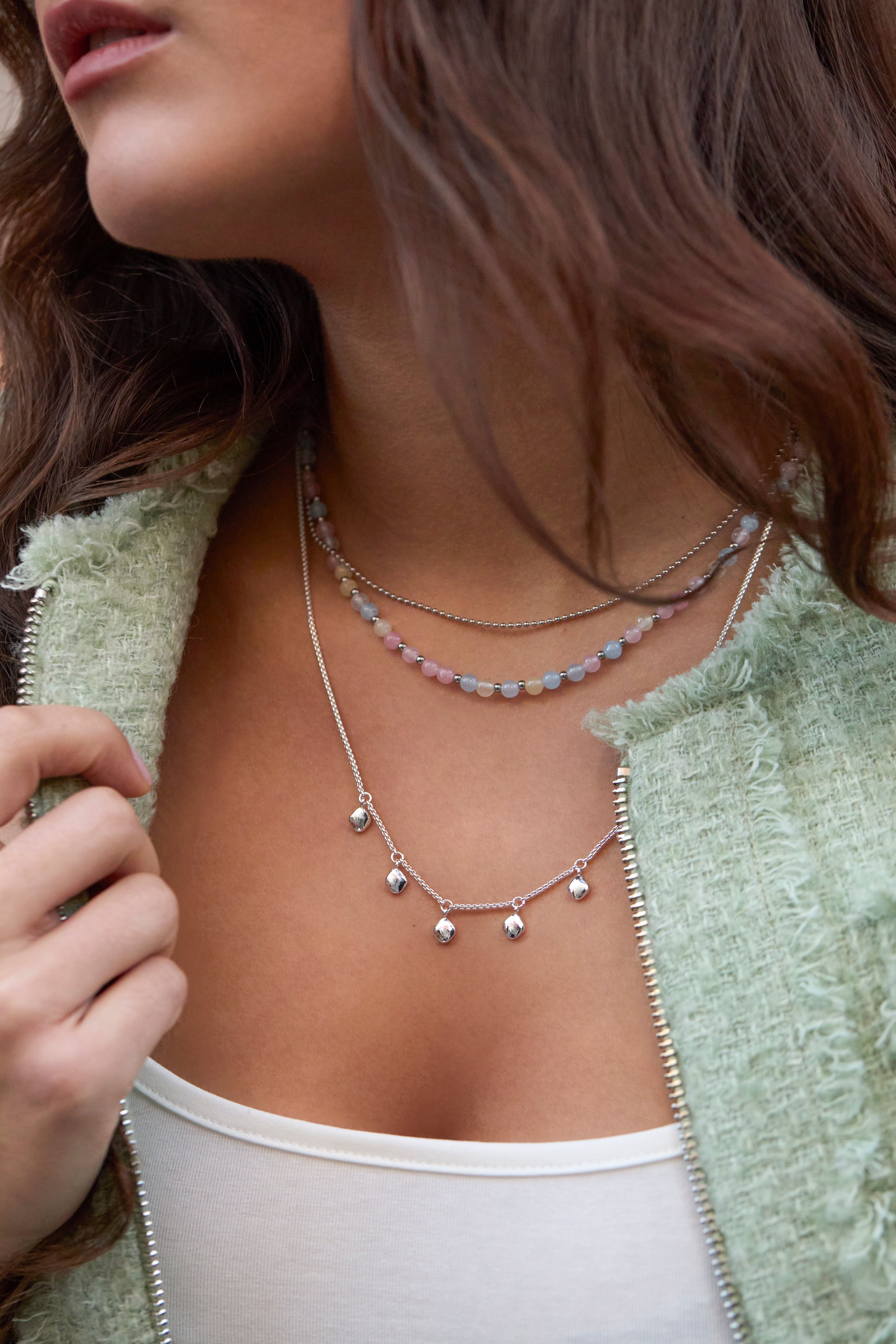 Pastel Multi Gemstone Double Necklace for Women - Elegant Layered Statement Jewelry for Party, Wedding & Everyday Wear