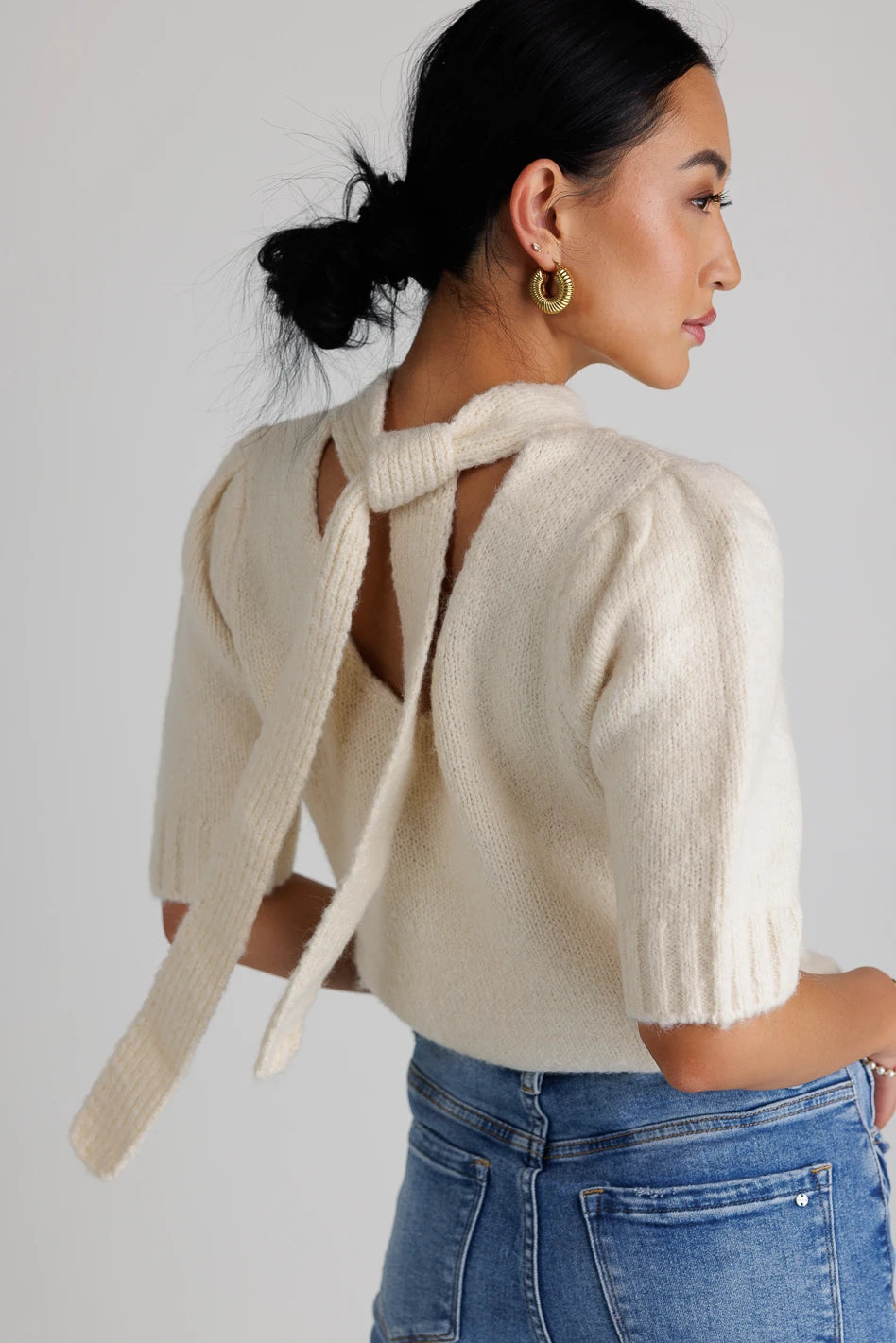 Aysha Tie Back Sweater Women's Knit Pullover | Elegant Casual & Office Wear | Final Sale