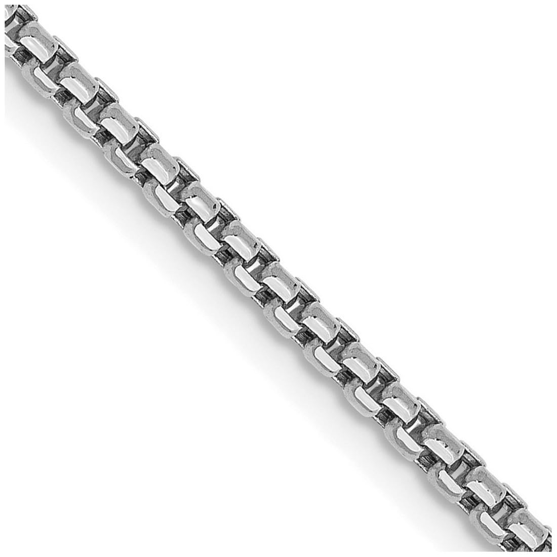 14K White Gold Hollow Polished Lobster Claw Clasp 1.75mm Round Box Chain Necklace for Women & Men - Elegant Jewelry for Everyday Wear, Special Occasions & Gifts