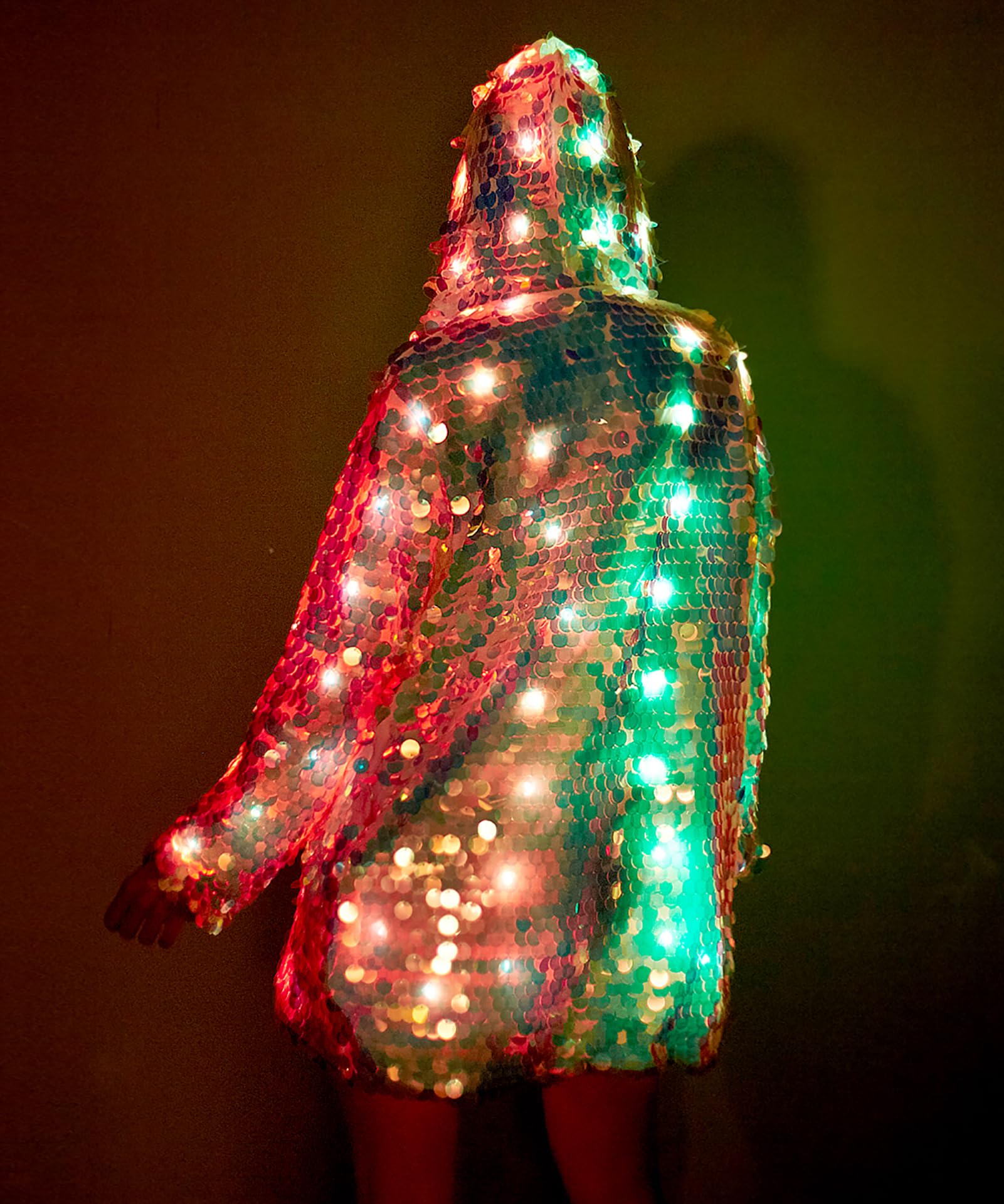 LED Light Up Sequin Jacket for Women - Sparkly Coat with LED Lights for Rave, Festival & Party Outfits - Perfect for Halloween, Concerts, Nightclubs and Special Events