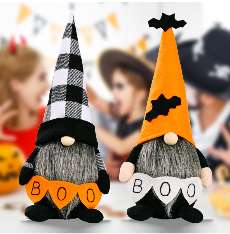 Hey Boo Garden Gnomes Set of 2 - Whimsical Outdoor Decor for Lawn, Garden & Patio - Perfect Halloween & Christmas Decoration