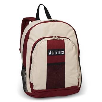 Everest Travel Backpack with Multiple Pockets - Waterproof Carry-On Backpack for Men & Women, Durable Hiking Backpack with USB Port (Deep Red/Beige) - Perfect for Air Travel, Camping, and Daily Commute