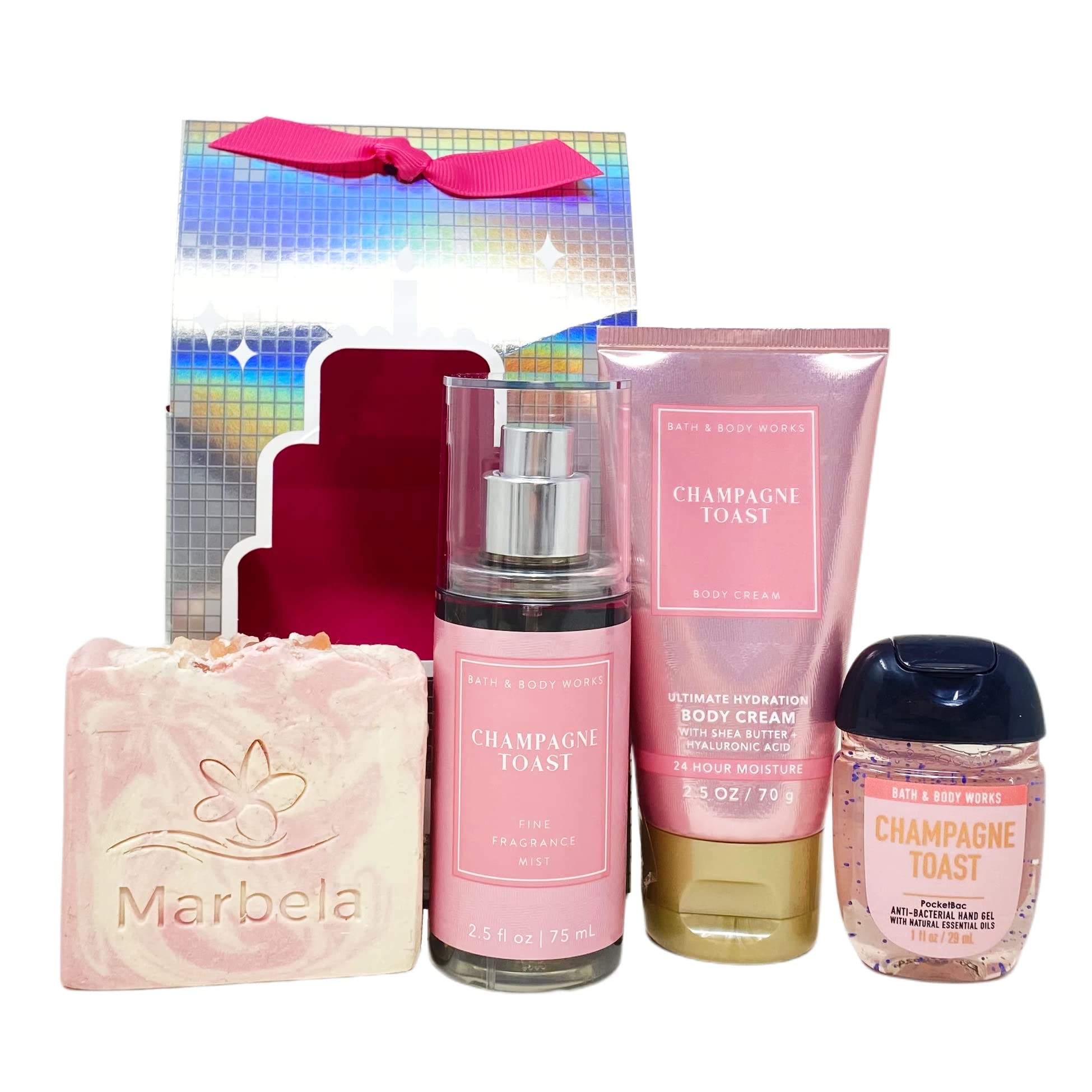 Bath & Body Works Champagne Toast Birthday Mini Gift Set - Fragrance Mist, Body Cream, Hand Sanitizer & Himalayan Salt Soap Bar | Travel Size Luxury Gift for Women, Party Favors, Bridesmaid Gifts & Self-Care Essentials