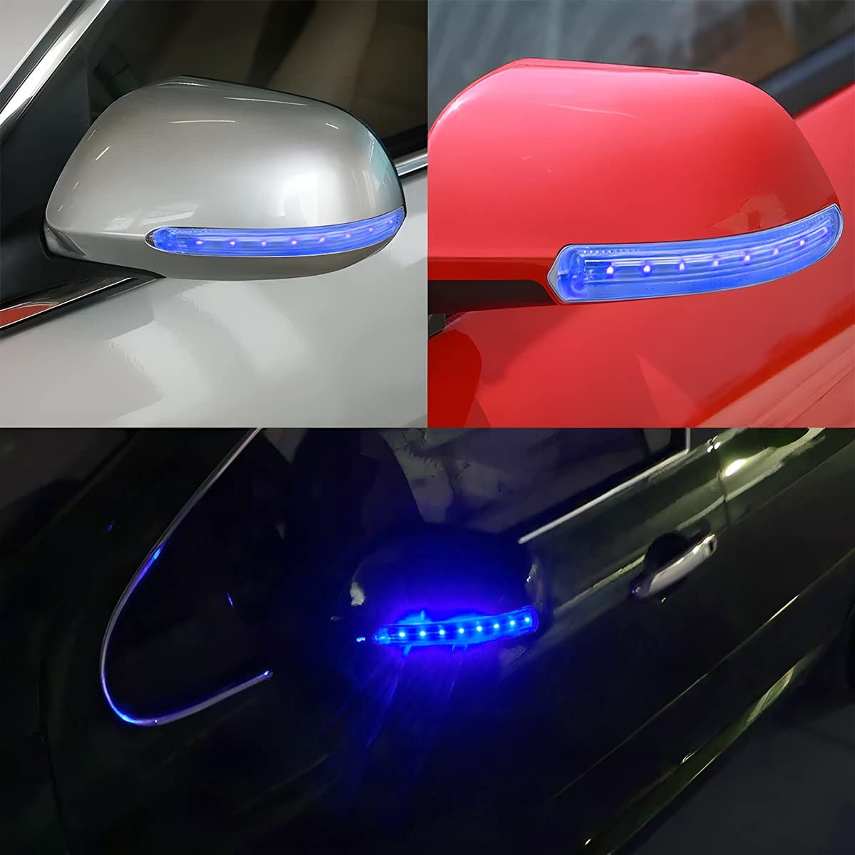 2 Pcs LED Turn Signal Strip Lights - Flexible Switchback Dual-Color Fork Blinkers - Waterproof Adjustable Daytime Running Tail Light Kit (Blue) - Perfect for Motorcycles, ATVs, and Custom Cars