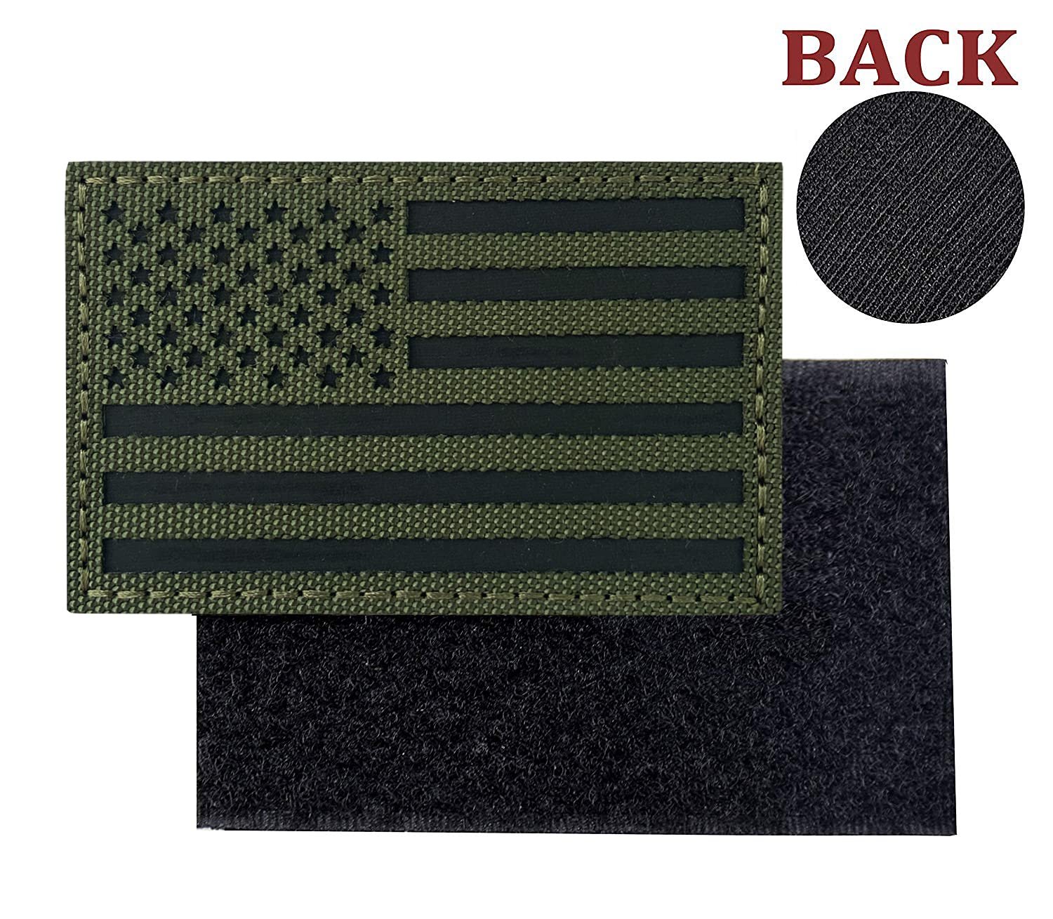 USA Flag Patch - Reflective & Infrared IR Embroidered Emblem with Hook Loop Fastener - 2