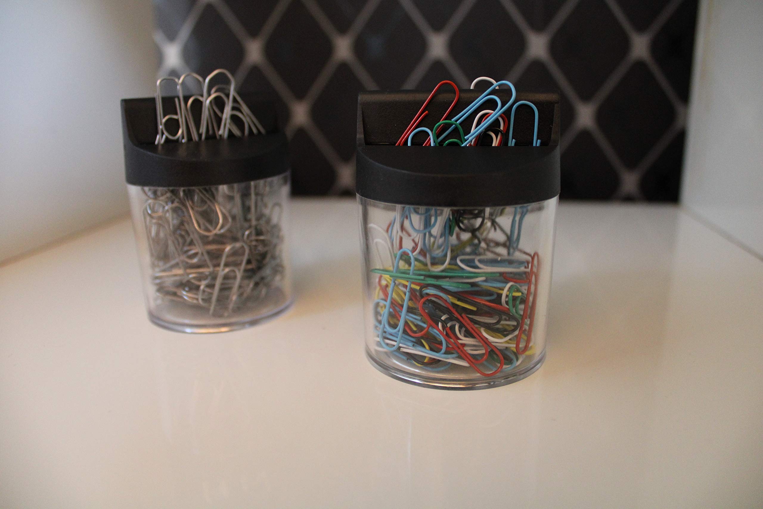 Magnetic Paper Clip Dispenser with Round Cushion - 125 Transparent Paper Clips Included | Perfect for Office, School & Home Organization