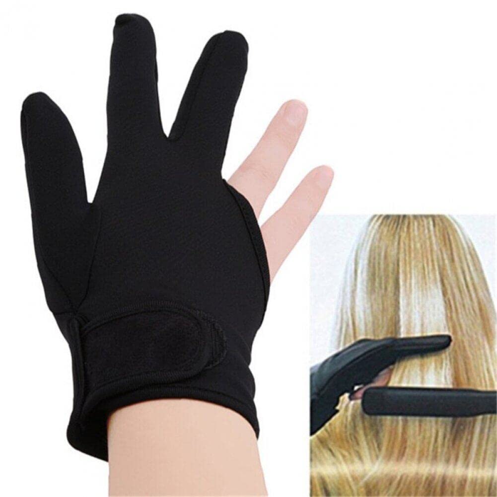 Heat Resistant Gloves for Hair Styling - Professional Thermal Protection Gloves for Curling Wand & Flat Iron - Unisex Anti-Burn Insulated Three-Finger Gloves (Black) - Perfect for Salon Stylists & Home Hair Care