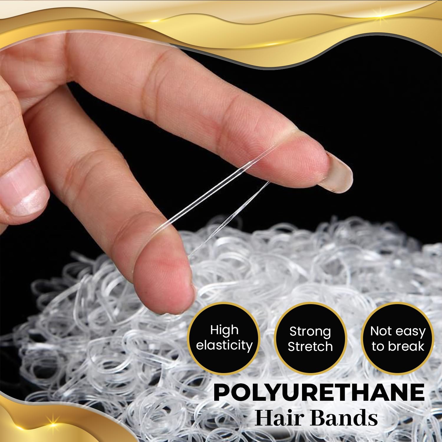 250 Clear Elastic Hair Bands - Soft Polyurethane Hair Ties for Women & Girls, No-Slip Small Hair Rubber Bands for Ponytails, Braids & Everyday Styling