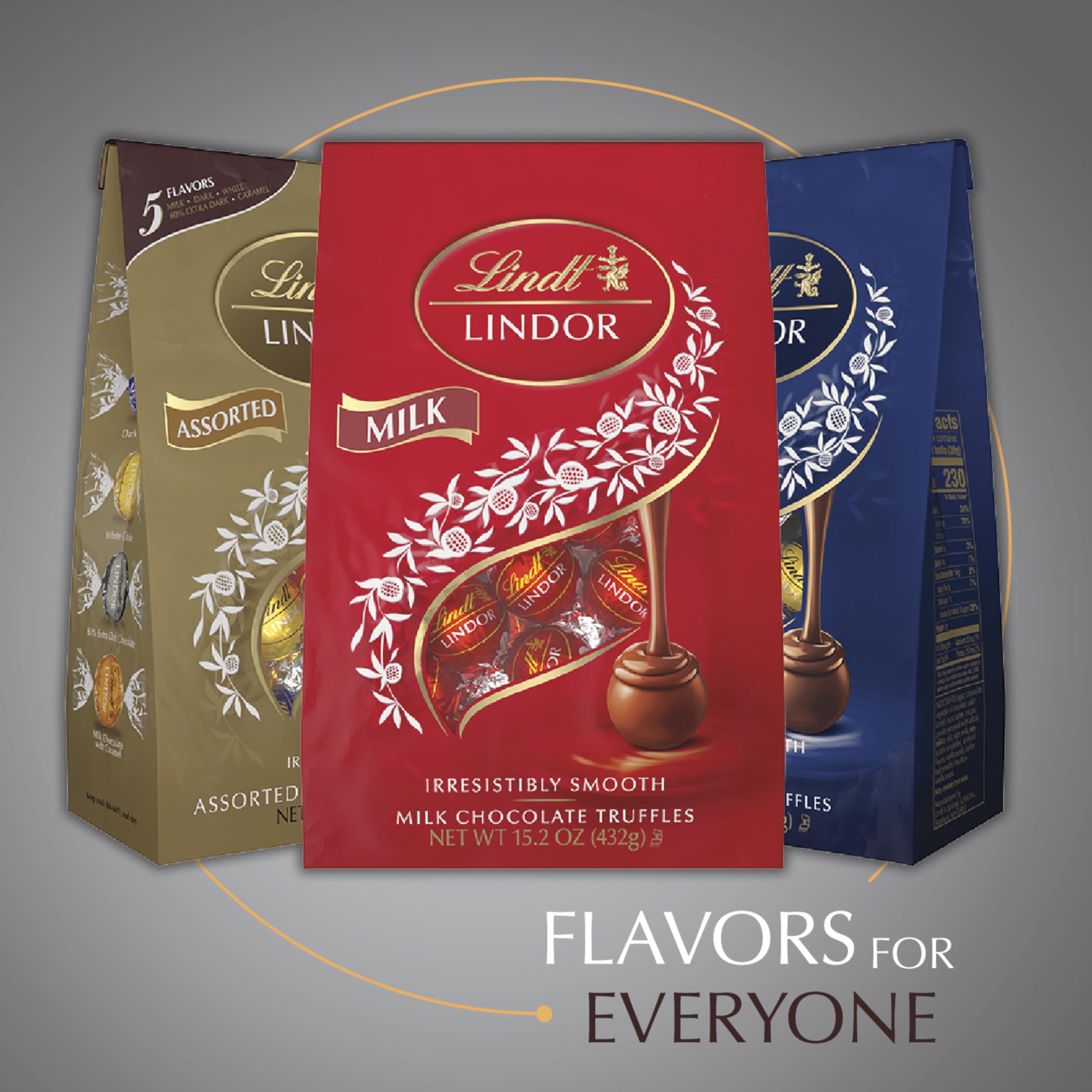 Lindt LINDOR Milk Chocolate Truffles Assortment - Smooth Melting Center, 15.2 oz Bag - Perfect for Gifts, Parties & Holiday Treats