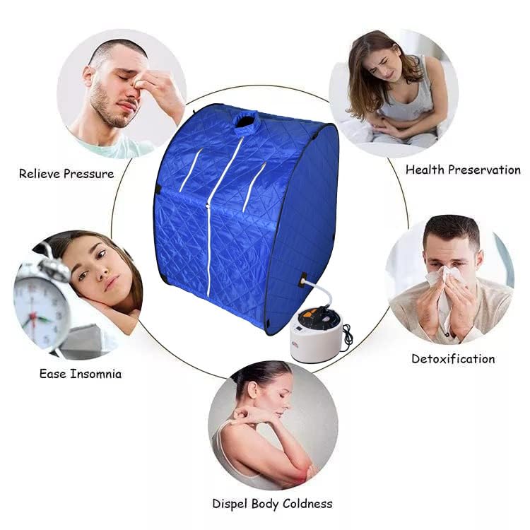 Portable Folding Steam Sauna Bath Spa for Full Body Detox Therapy - Home Relaxation & Beauty Care with Cooler & Foam (Blue) | Perfect for Home Spa, Weight Loss & Stress Relief