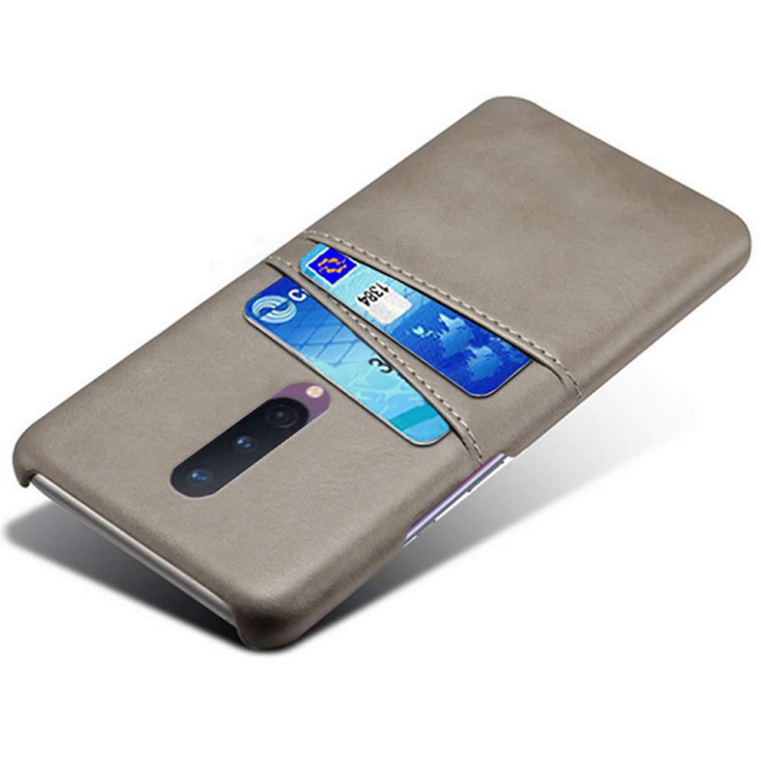 Premium PU Leather Ultra Slim Shockproof OnePlus 8 Phone Case with Card Slot Holder - Durable Bumper Cover for OnePlus 8 (Grey) | Perfect for Work, Travel & Everyday Protection