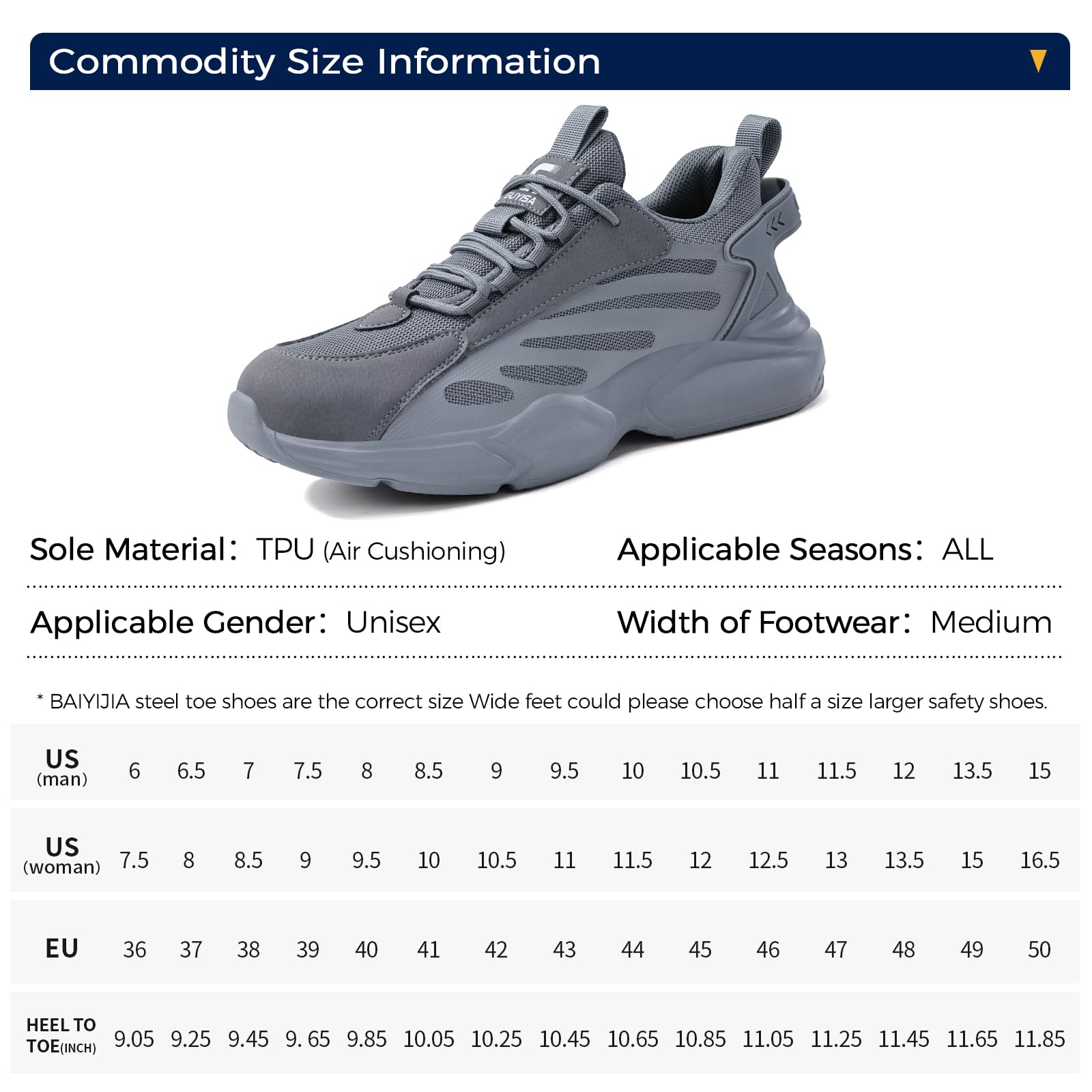 Lightweight Steel Toe Work Shoes for Men & Women - OSHA Approved Safety Sneakers for Construction, Industrial & Tennis | Durable Comfort for Long Shifts & Outdoor Work