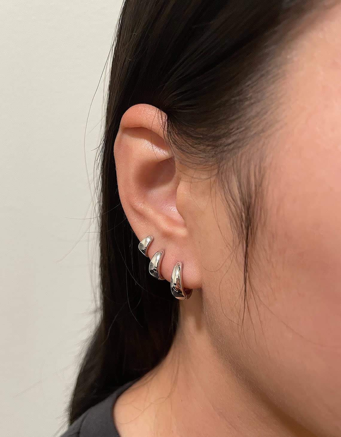 Chunky 925 Sterling Silver & 14k Gold Plated Hoop Earrings for Women - Everyday Wear Huggie Earrings | Perfect for Work, Dating & Special Occasions