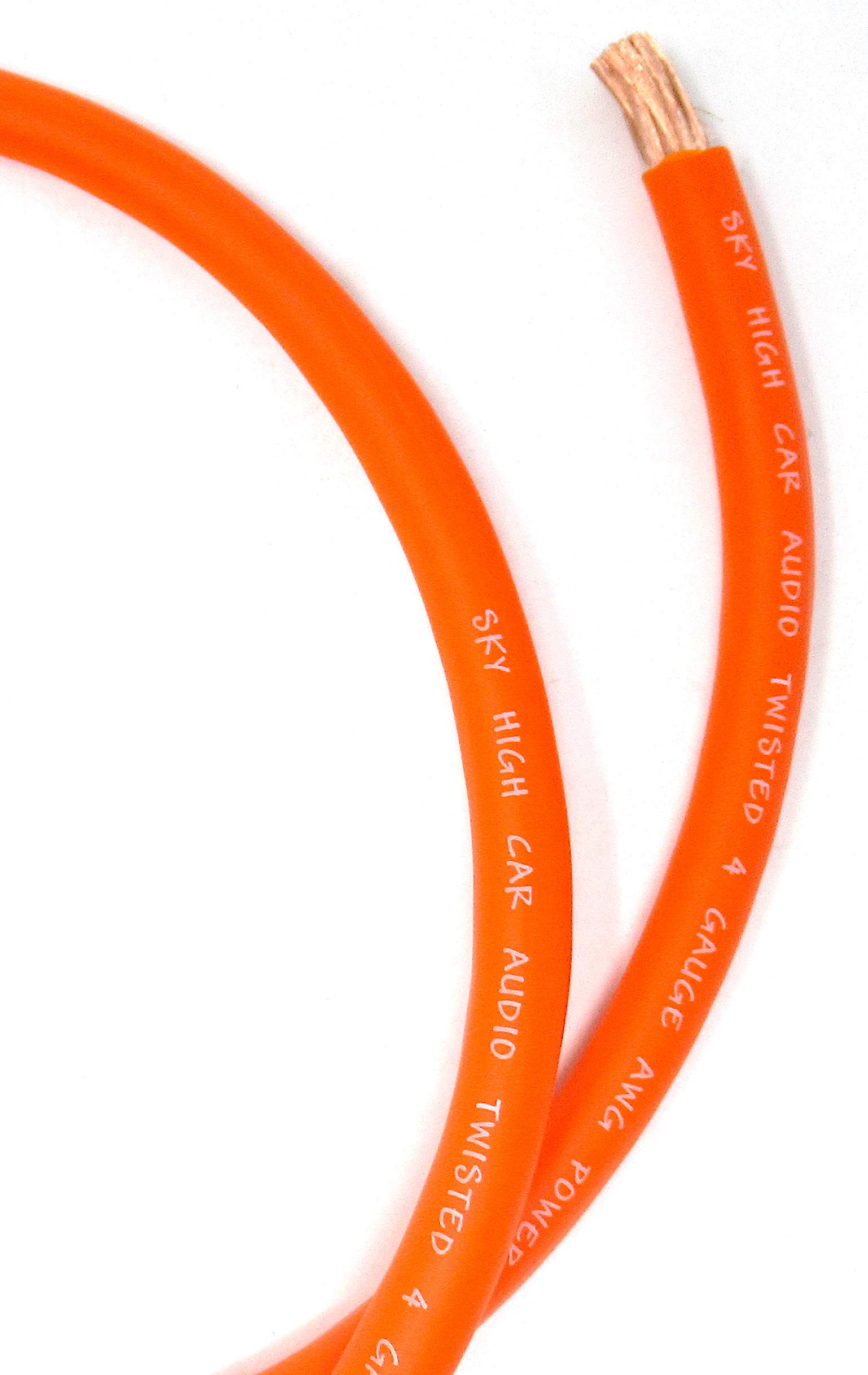 CCA 4 Gauge AWG Orange Power Ground Wire - Sky High Car Audio OFC Cable - Sold by The Foot (ft) - Perfect for Car Stereo, Amplifier, and Subwoofer Installations