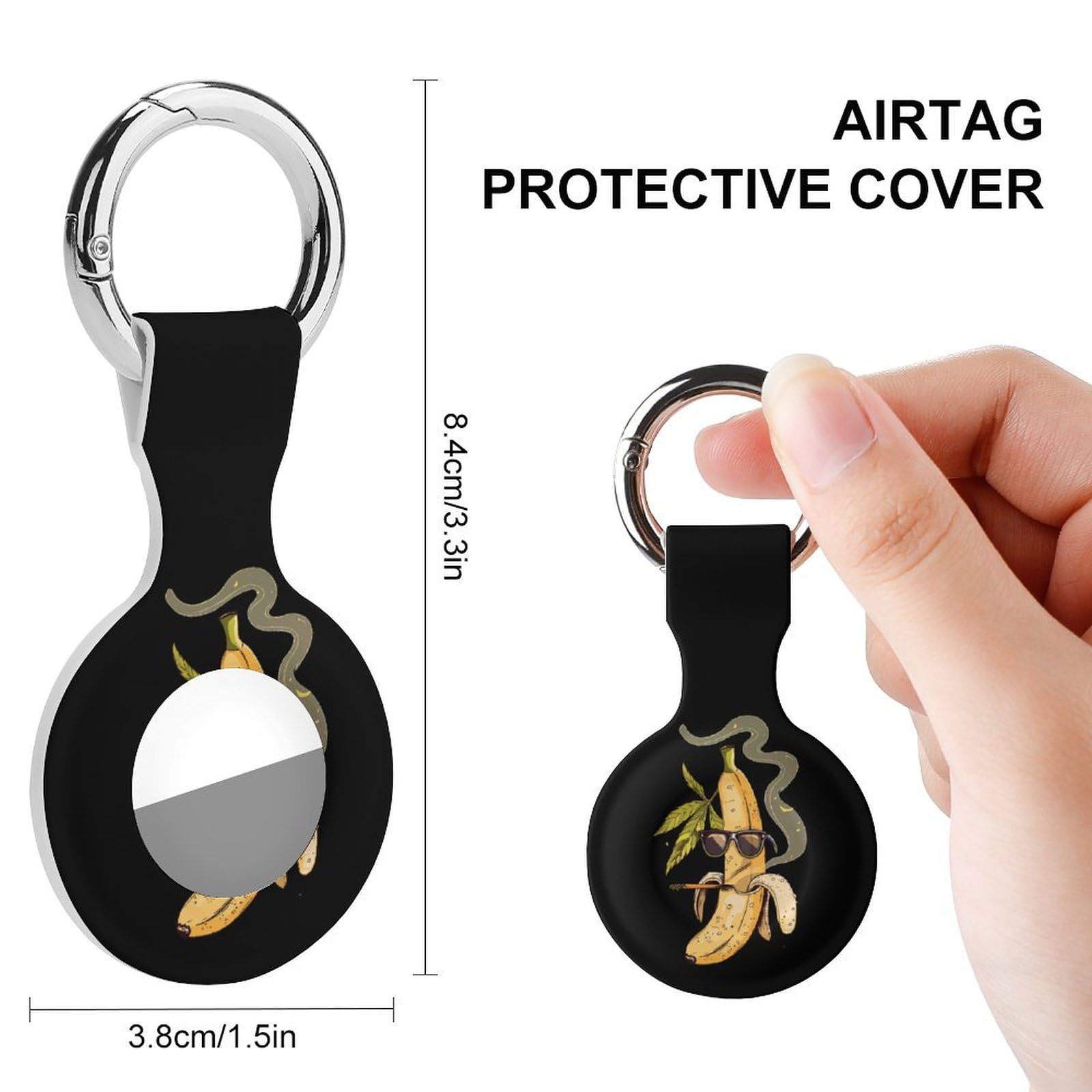 Banana Silicone Airtag Case with Keychain - for Wallet, Luggage & Pets