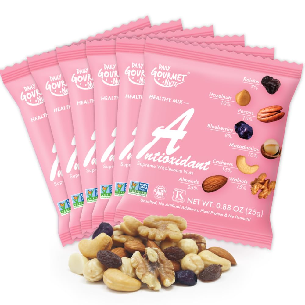 Premium Unsalted Mixed Nuts Snack Packs - Healthy No Peanuts Trail Mix, 48 Individually Wrapped Deluxe Assorted Nuts for Office, Gym & Travel Snacking - Gluten Free & Non-GMO
