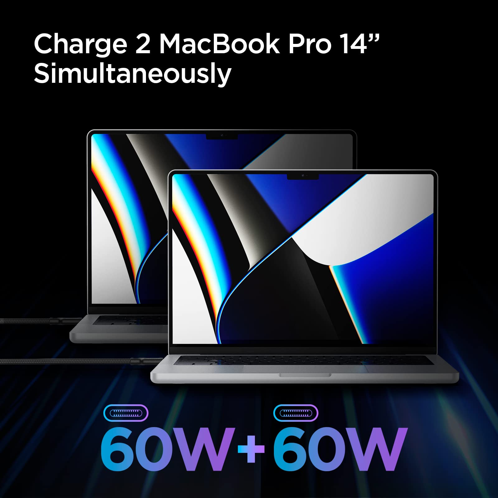 Spigen ArcDock 120W [GaN III] 4-Port USB C Charging Station - Fast PD Charger Hub with USB-C & USB-A Ports | Includes 100W USB 4 Cable for Thunderbolt 4 (40Gbps Data Transfer) | Compatible with MacBook Pro/Air, iPad, USB-C Laptops | Perfect for Home, Office & Travel Charging