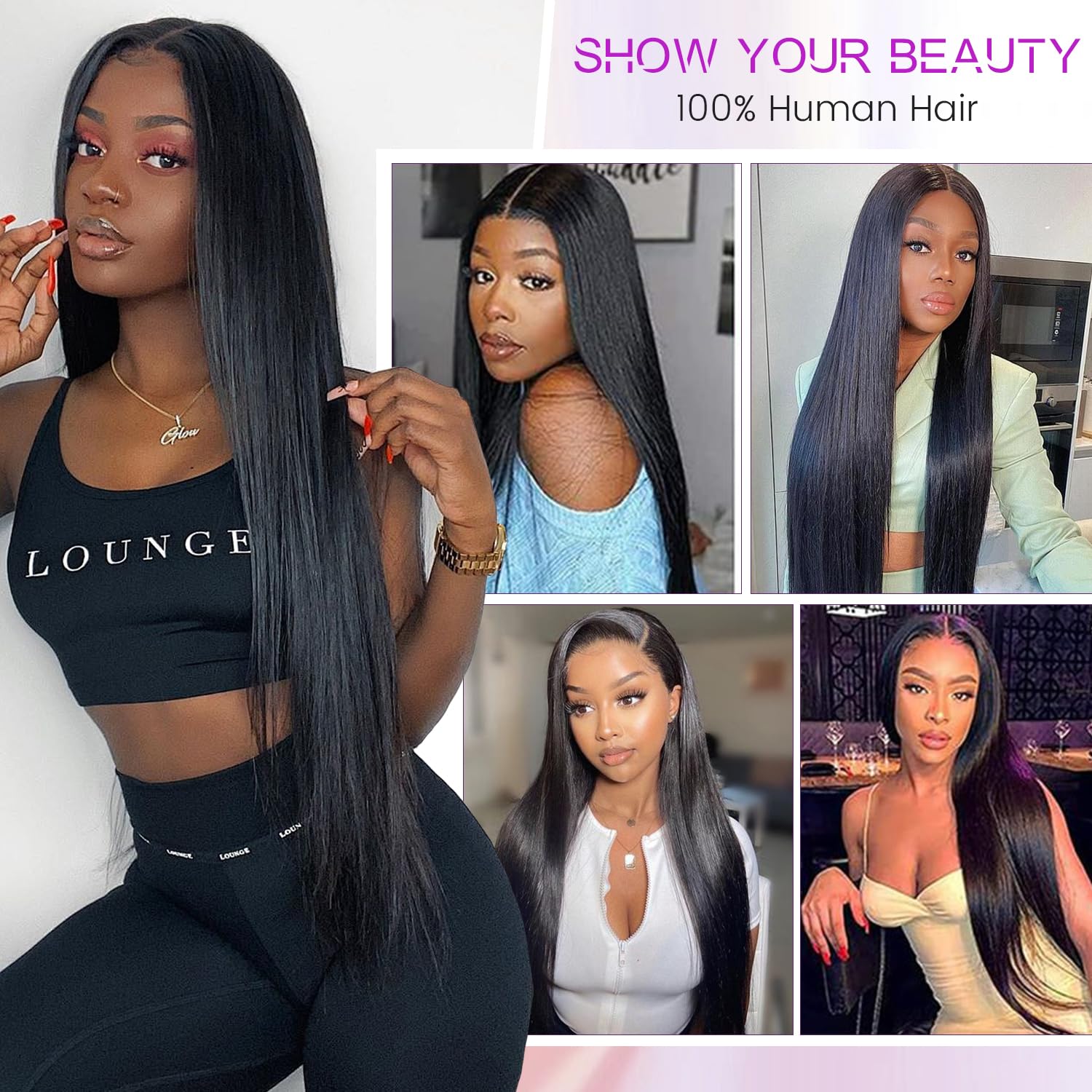 30 Inch Lace Front Wigs Human Hair - 13x4 Straight Pre Plucked Glueless HD Transparent Lace Wig with 180% Density for Black Women | Natural Color | Perfect for Daily Wear, Parties & Special Occasions