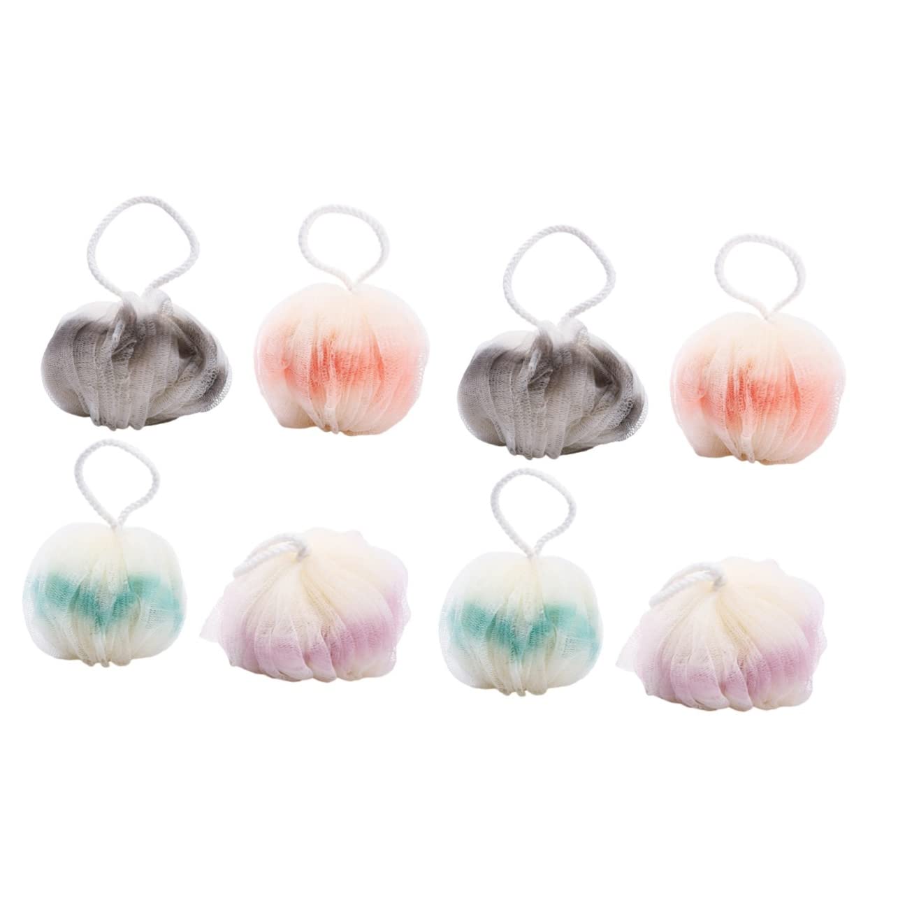 8-Piece Minkissy Bath Ball Set - Soft Loofah Sponge for Kids & Adults, Exfoliating Body Scrubber with Mesh Pouch - Perfect for Shower, Bath Time & Gentle Skin Cleansing - Gradient Color Design