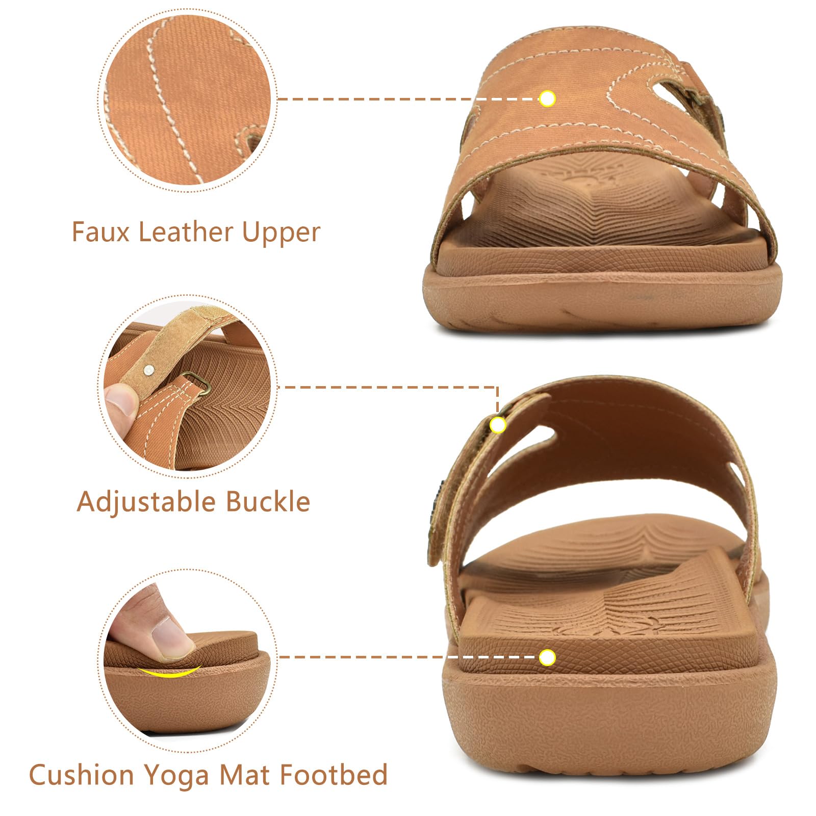 **KuaiLu Women's Orthotic Slides - Lightweight Athletic Yoga Sandals with Thick Cushion & Arch Support for Plantar Fasciitis - Comfortable Slip-On Slippers for Walking, Running, and Home Use**