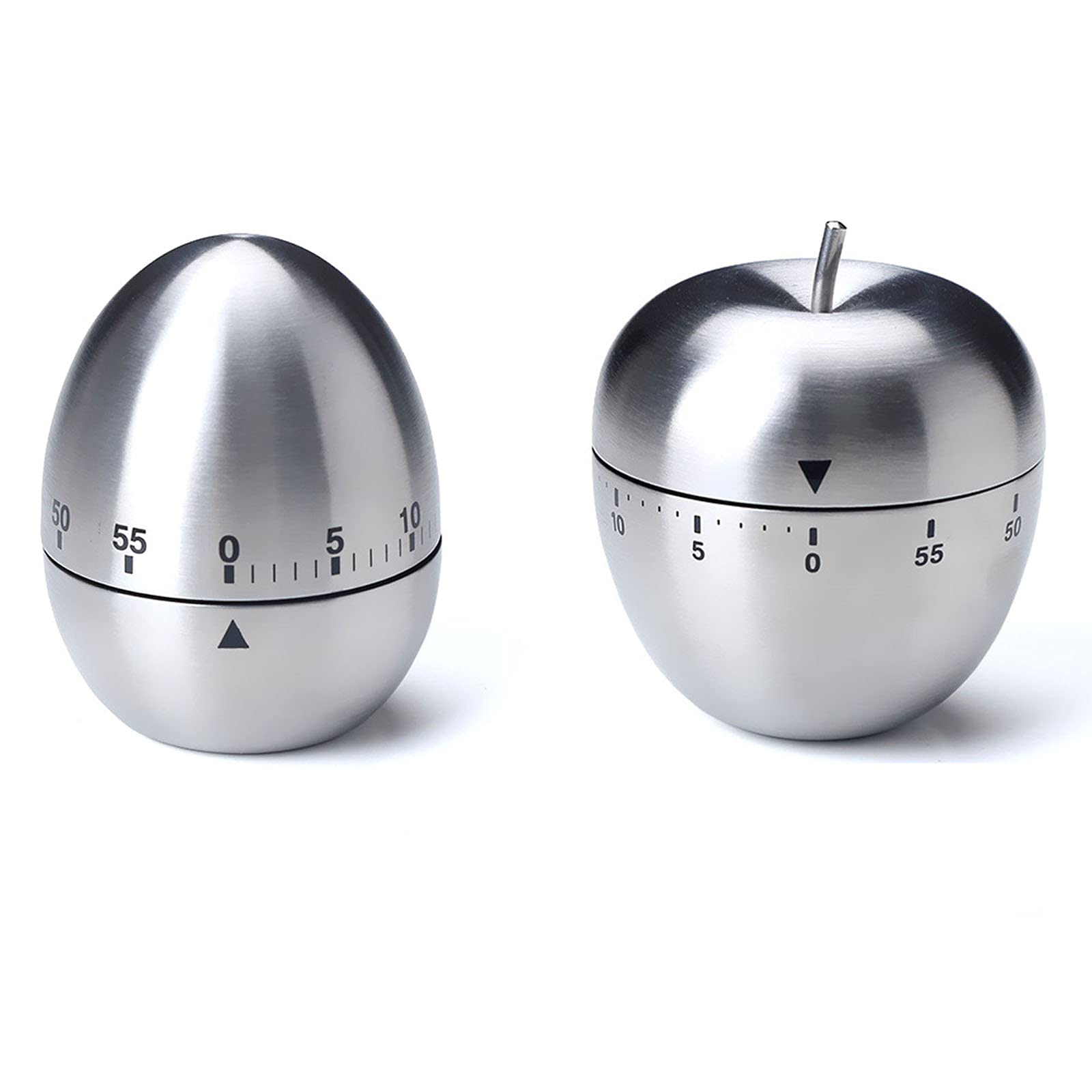 SHENGDASI Stainless Steel Egg-Shaped Mechanical Kitchen Timer - 60 Minute Manual Rotating Alarm for Cooking, Baking, and Kitchen Use