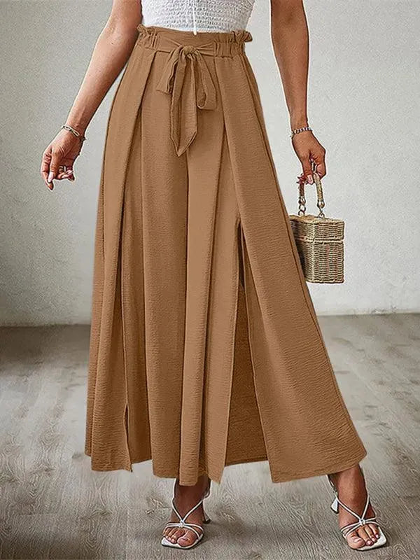 Stylish Loose Pleated Wide Leg Women's Pants - Comfortable High Waist Trousers for Casual Wear, Office & Travel