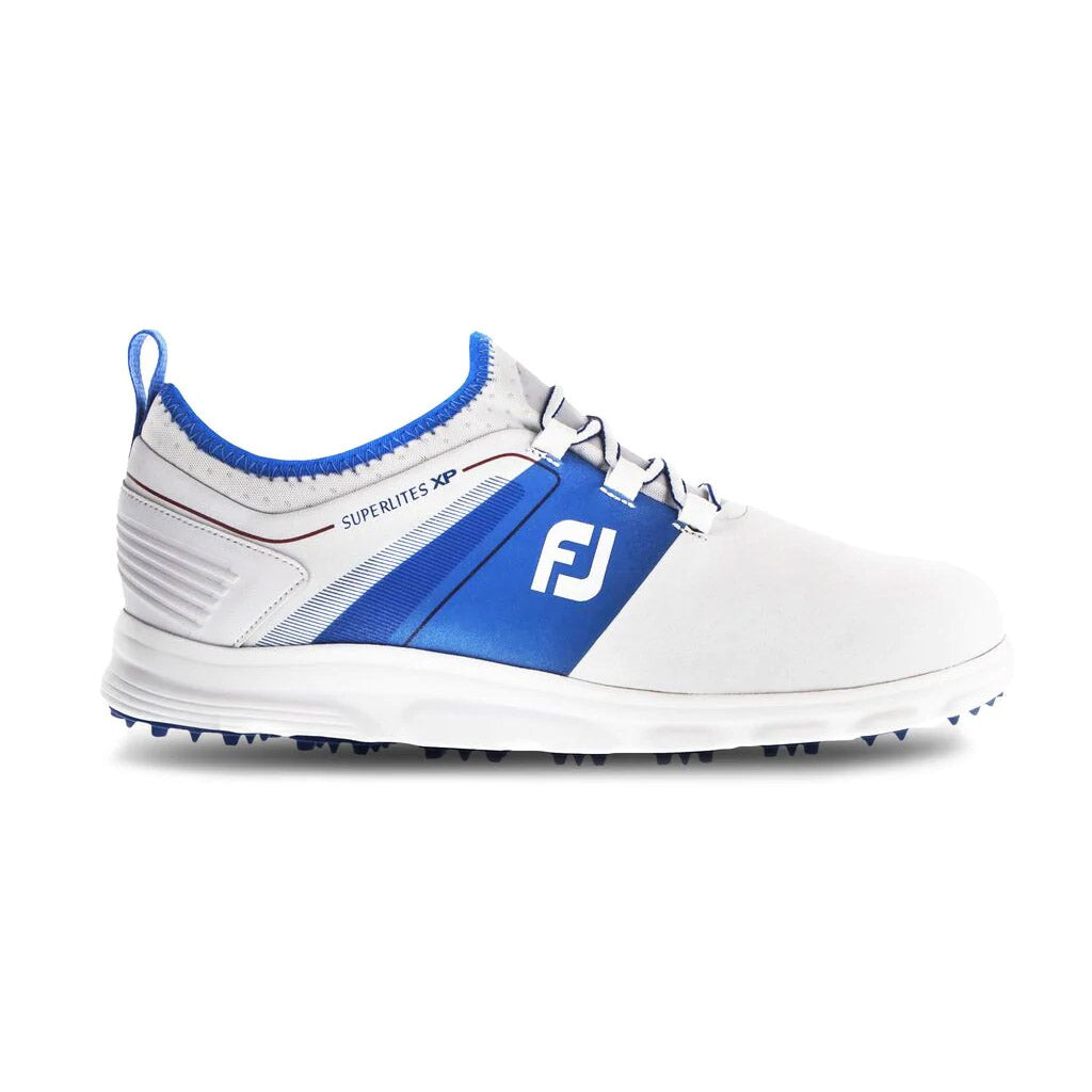 FootJoy SuperLites XP White Royal Men's Golf Shoes - Lightweight Comfort for Walking 18 Holes | Perfect for Golf Tournaments & Casual Play