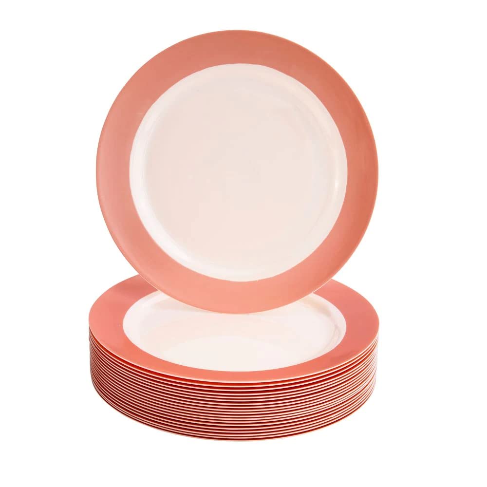 Heavy Duty Disposable Plastic Cake Plates - Elegant Fine China Look Pastel Collection (20-Pack, 7.5 Inch) for Weddings, Parties & Special Events