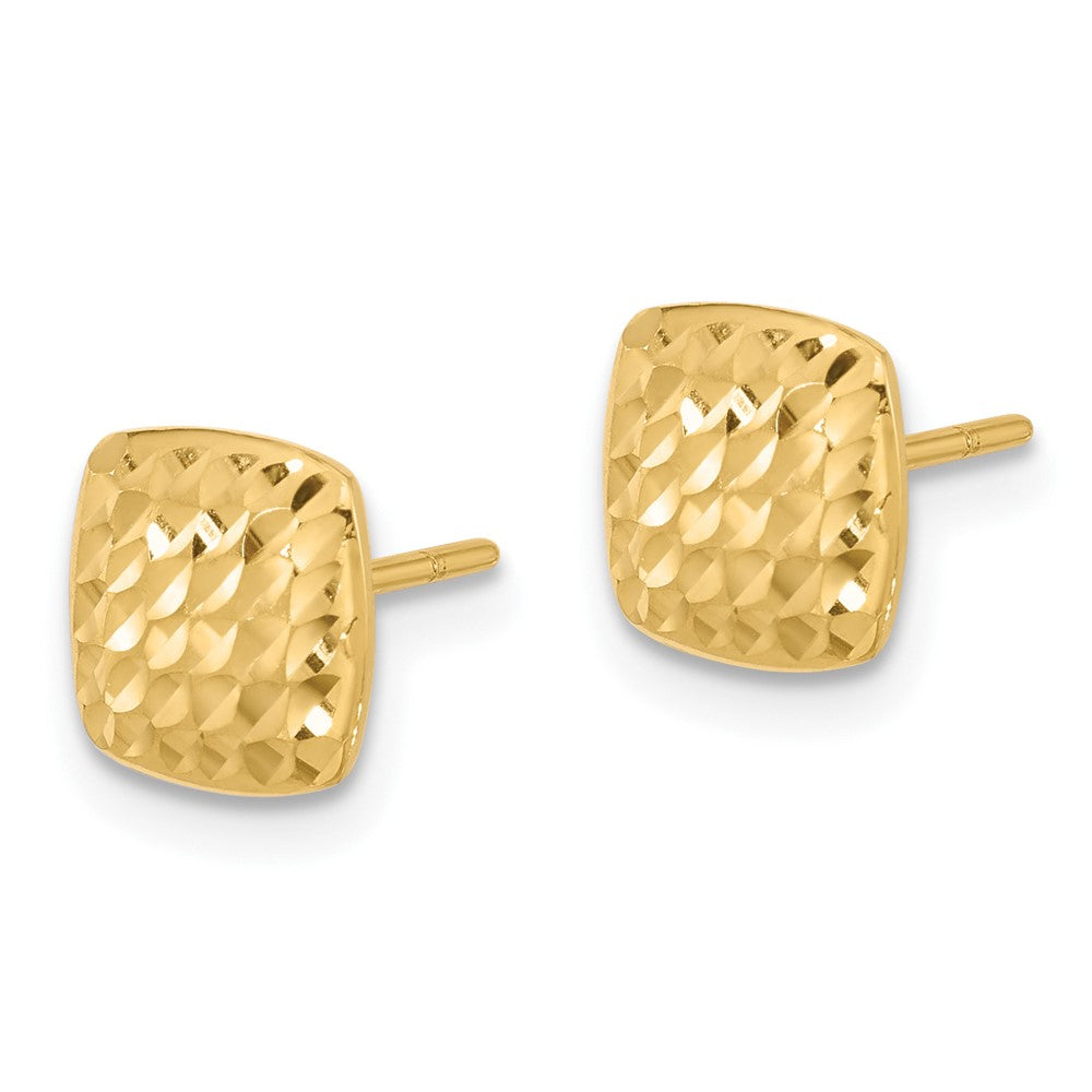 14K Gold Diamond Cut Square Post Earrings for Women - Elegant Cubic Zirconia Stud Earrings (Model YE2182) - Perfect for Weddings, Parties & Everyday Wear