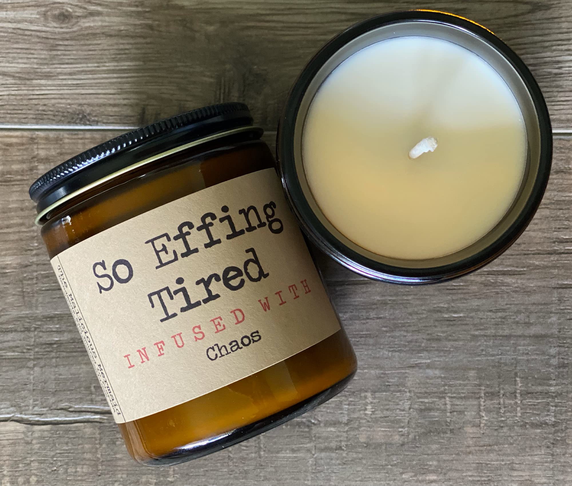 Snarky Mermaid Soy Wax Candle - Amber Jar Scented Candle for Home Relaxation