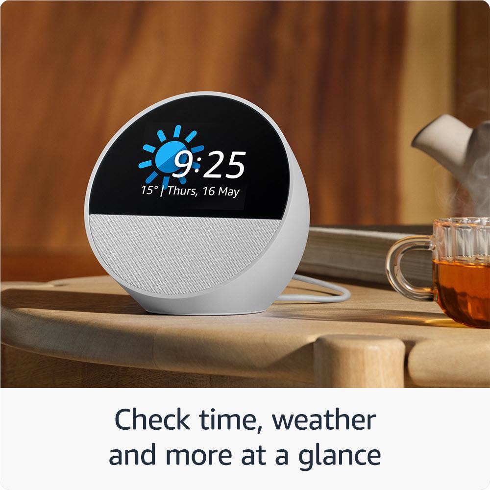 Amazon Echo Spot (Black) - Smart Alarm Clock with Alexa, 2.5