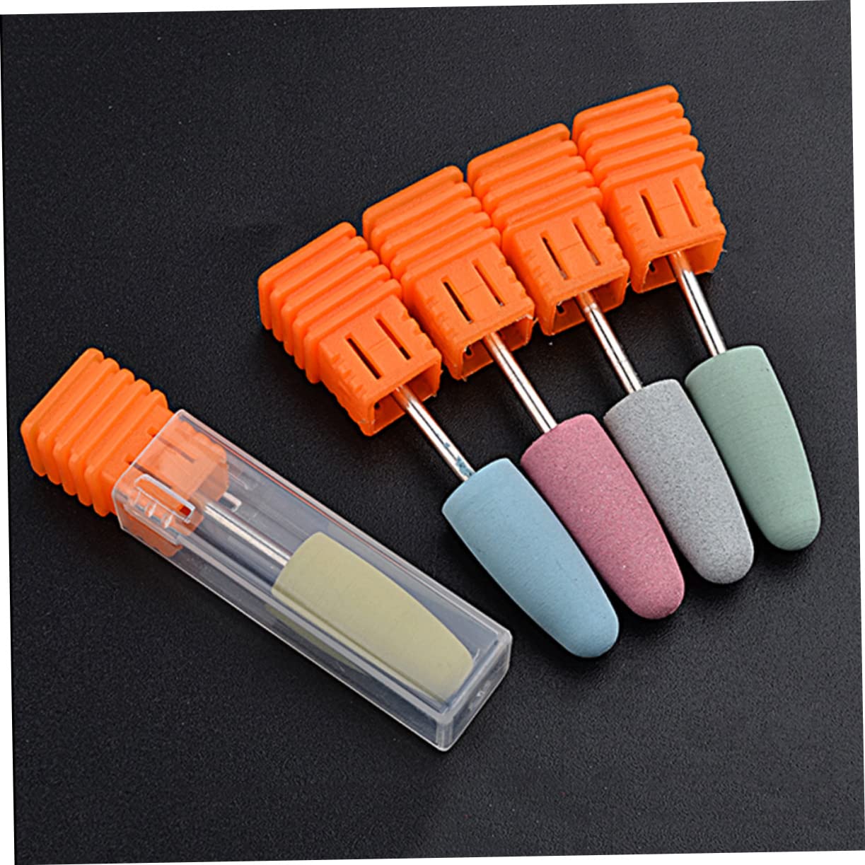 FRCOLOR 3PCS Electric Nail Drill Bits Set - Professional Manicure Tools with Rubber Polishing Heads for Nail Art, Pedicure & Salon Use - Perfect for Home, Spa & Nail Salon Professionals