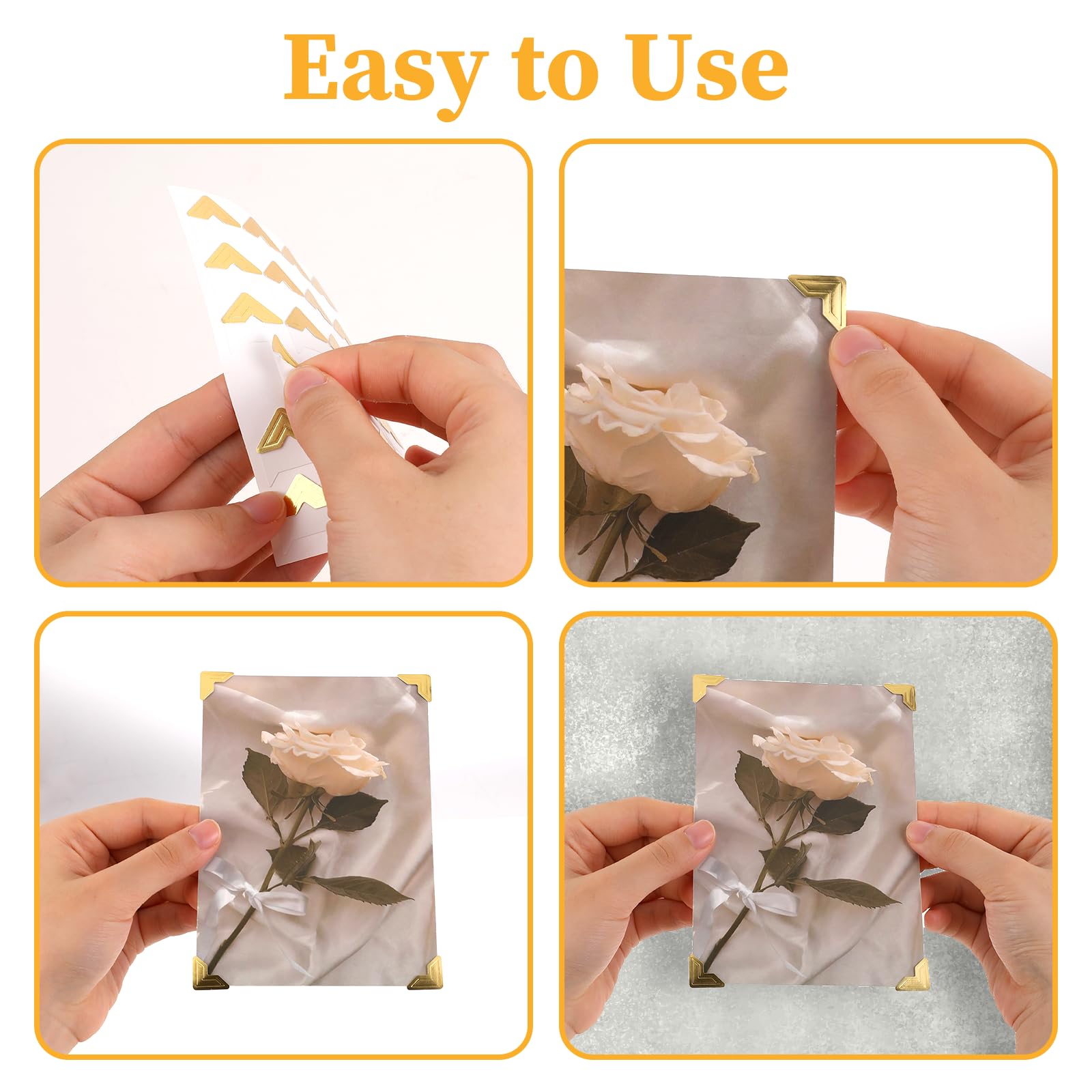 240 Pcs Gold Self-Adhesive Photo Corners for Scrapbooking & Albums - Perfect for Memory Books & Picture Frames