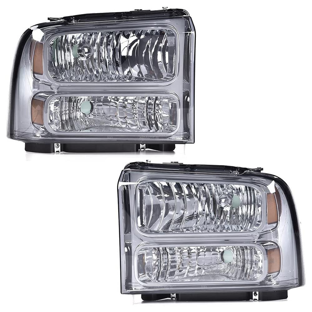 PIT66 Headlights for Ford F250 F350 Super Duty & Excursion - Smoky Lens Chrome Housing - Perfect for Off-Road & Night Driving