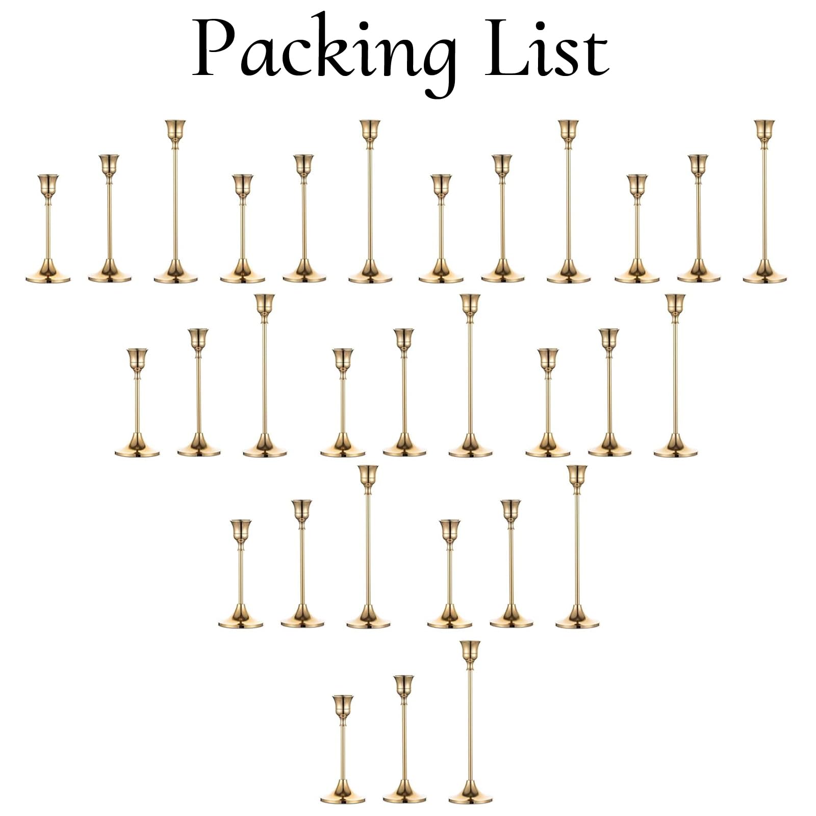 30-Piece Gold Taper Candle Holders Set - Elegant Metal Candlestick Holders for 3/4 Inch Thick Candles - Perfect for Wedding Centerpieces, Home Decor, Dining Table & Party Decorations (Use for Romantic Dinners, Holiday Decor, Church Ceremonies)