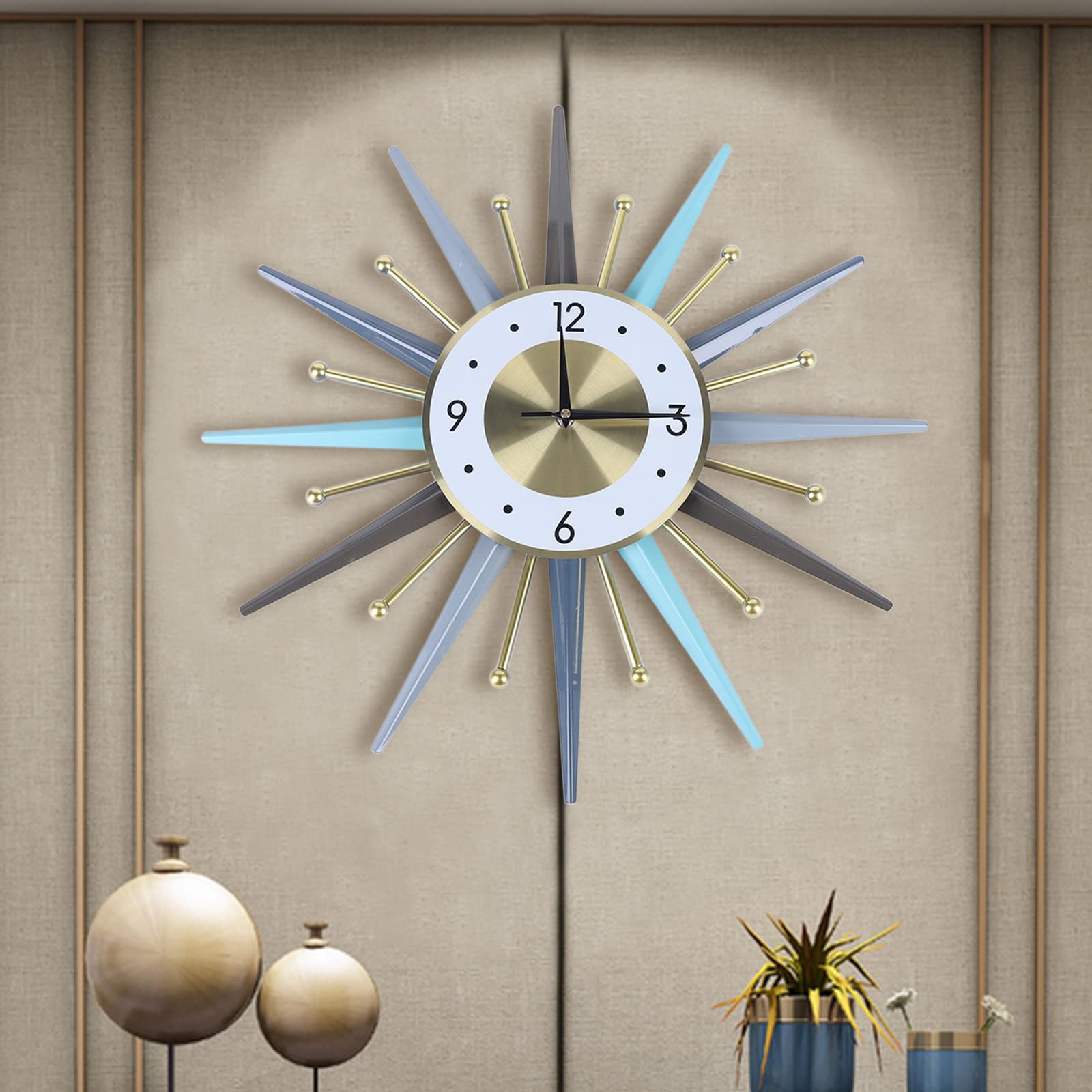 Nordic Style Silent Non-Ticking Wall Clock - 22.8 Inch Modern Battery Operated Wall Decor for Living Room, Bedroom, Study & Office - Perfect for Home, Office and Gift Giving