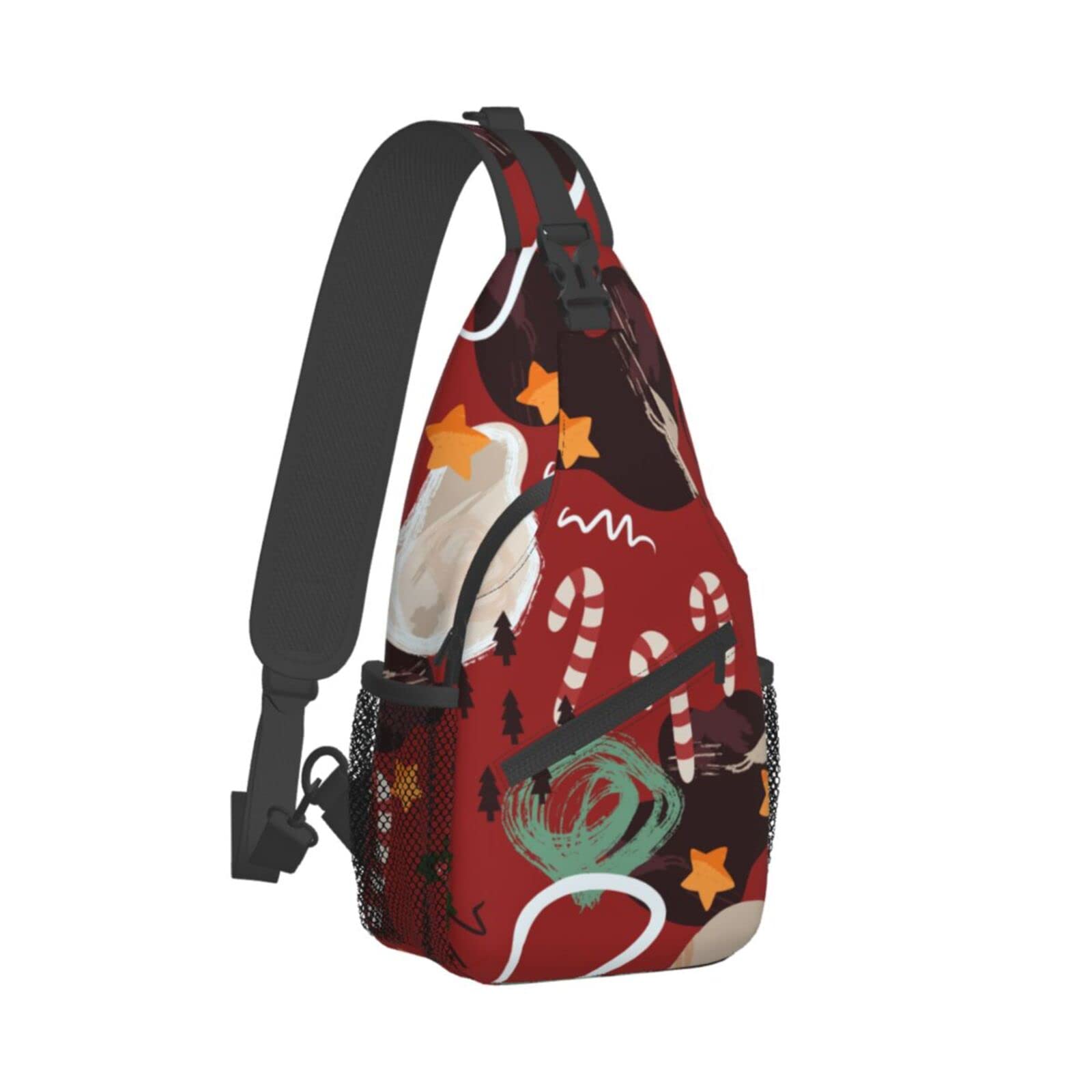 Abstract Christmas Sling Bag for Women & Men - Lightweight Crossbody Backpack, Shoulder Bag & Daypack for Hiking, Travel, Cycling & Outdoor Activities - Perfect for Casual Use & Daily Essentials