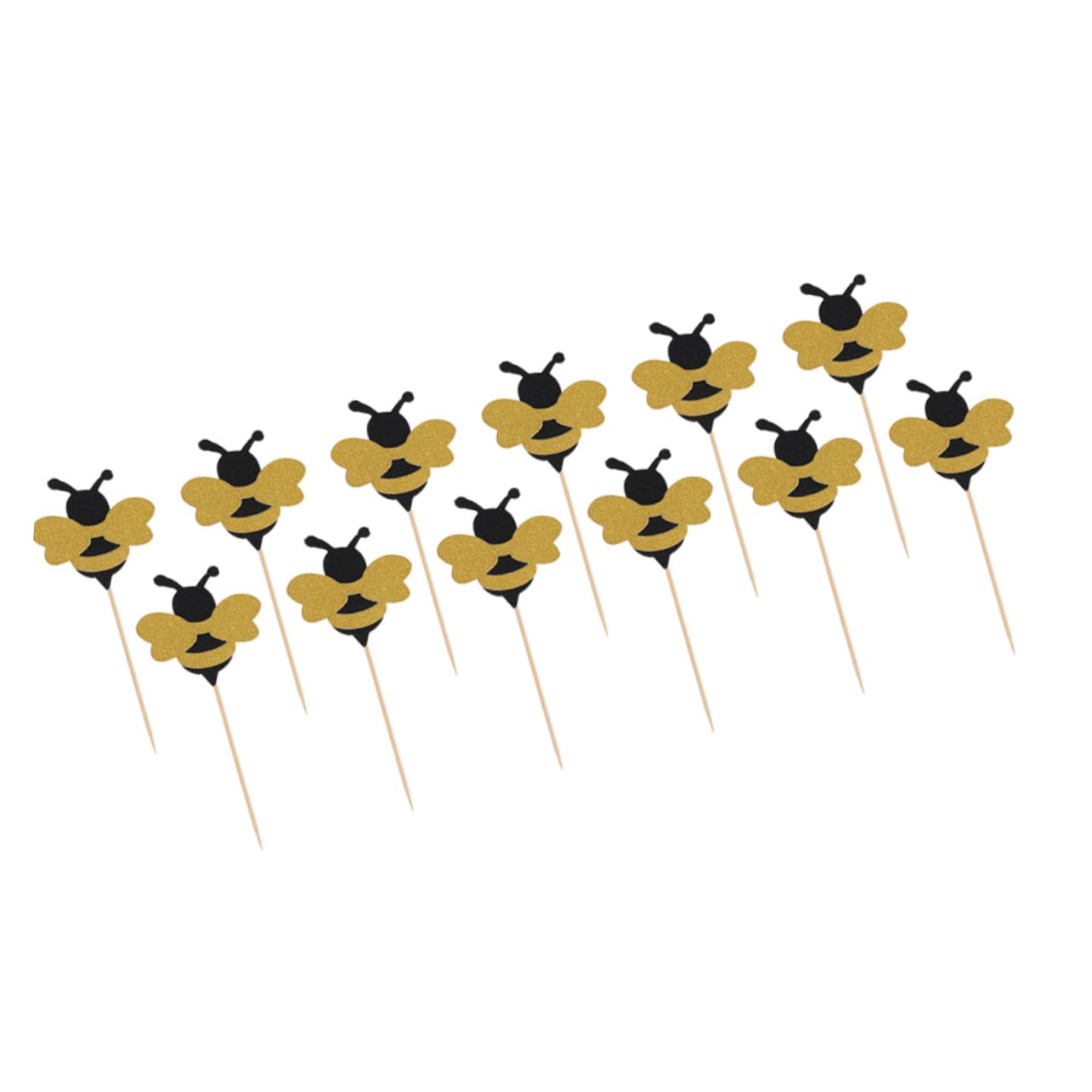 30pcs Jojofuny Cupcake Toppers for Baby Birthday, Gender Reveal & Baby Shower - Bee Themed Bamboo Cake Picks & Flash Toothpicks - Perfect for Parties, Celebrations & DIY Dessert Decor
