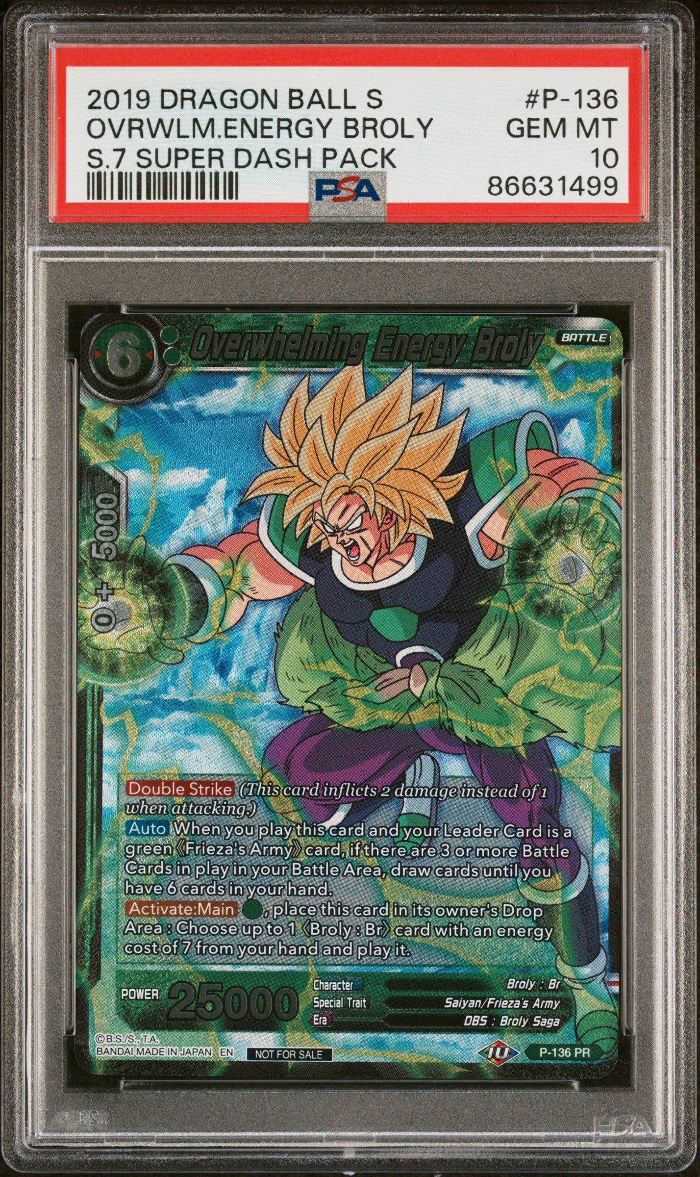 2019 Dragon Ball Super Overwhelming Energy Broly #P136 PSA 10 Graded Card - Perfect for Collectors, Anime Fans & Investment - Display in Home, Office or Gaming Room