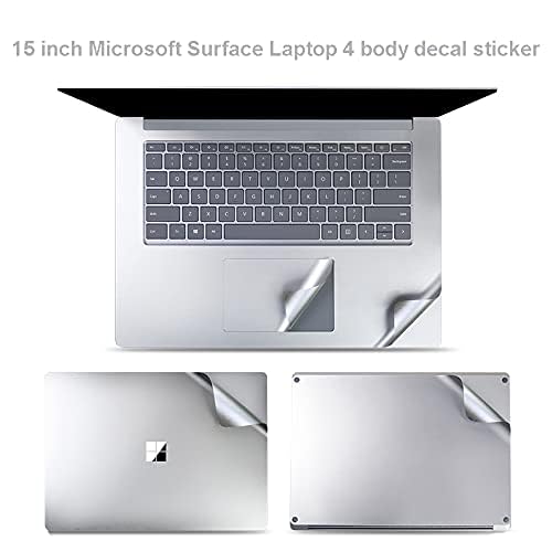 XSKN Silver Vinyl Skin Cover for Microsoft Surface Laptop 1/2/3/4 (15-inch) - Bubble-Free Protection, Full Body Decal | Perfect for Office, School & Travel