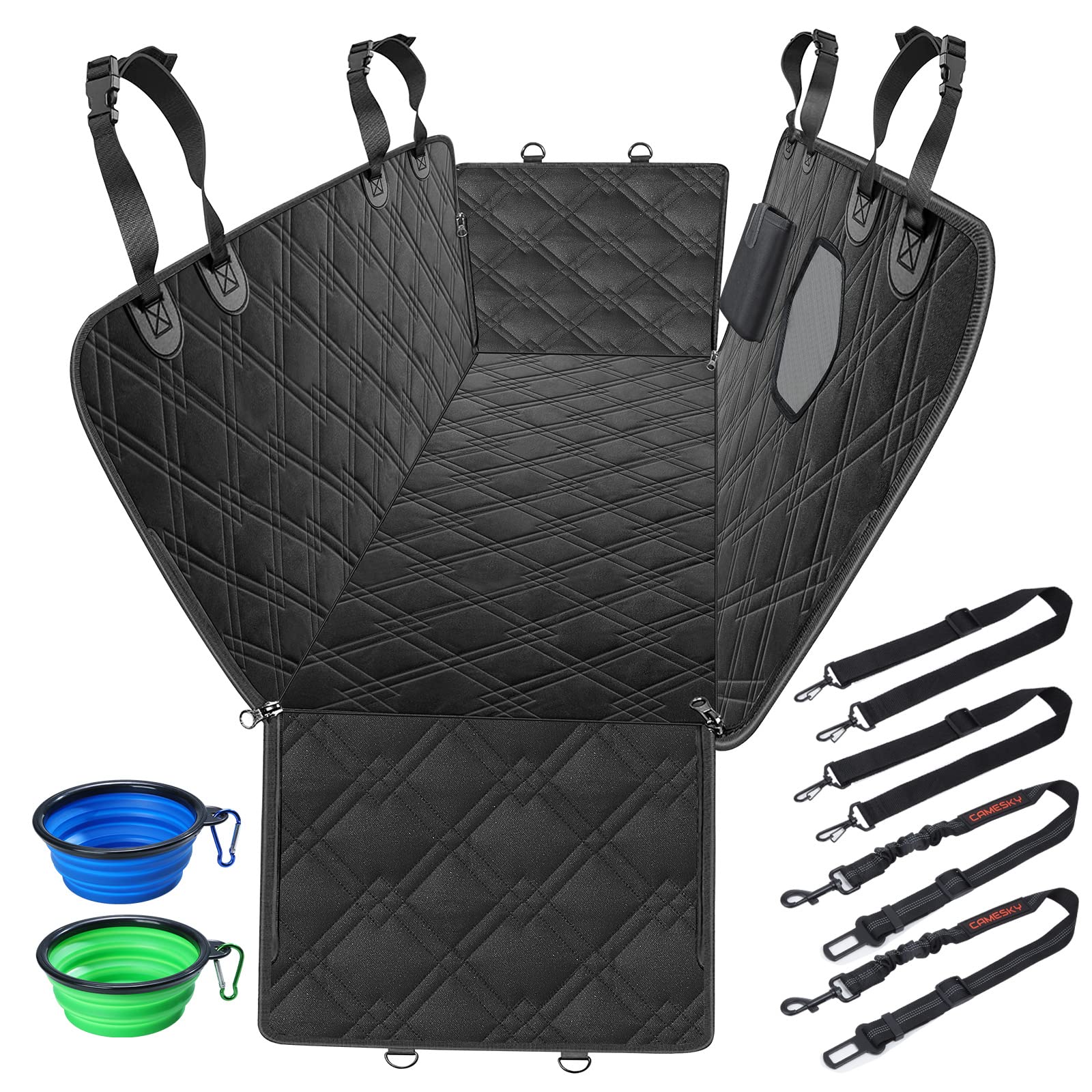 Waterproof Dog Car Seat Cover for Back Seat - Non-Slip Durable Pet Hammock with Mesh Window | SUV & Vehicle Protection | Perfect for Travel, Camping & Daily Commutes