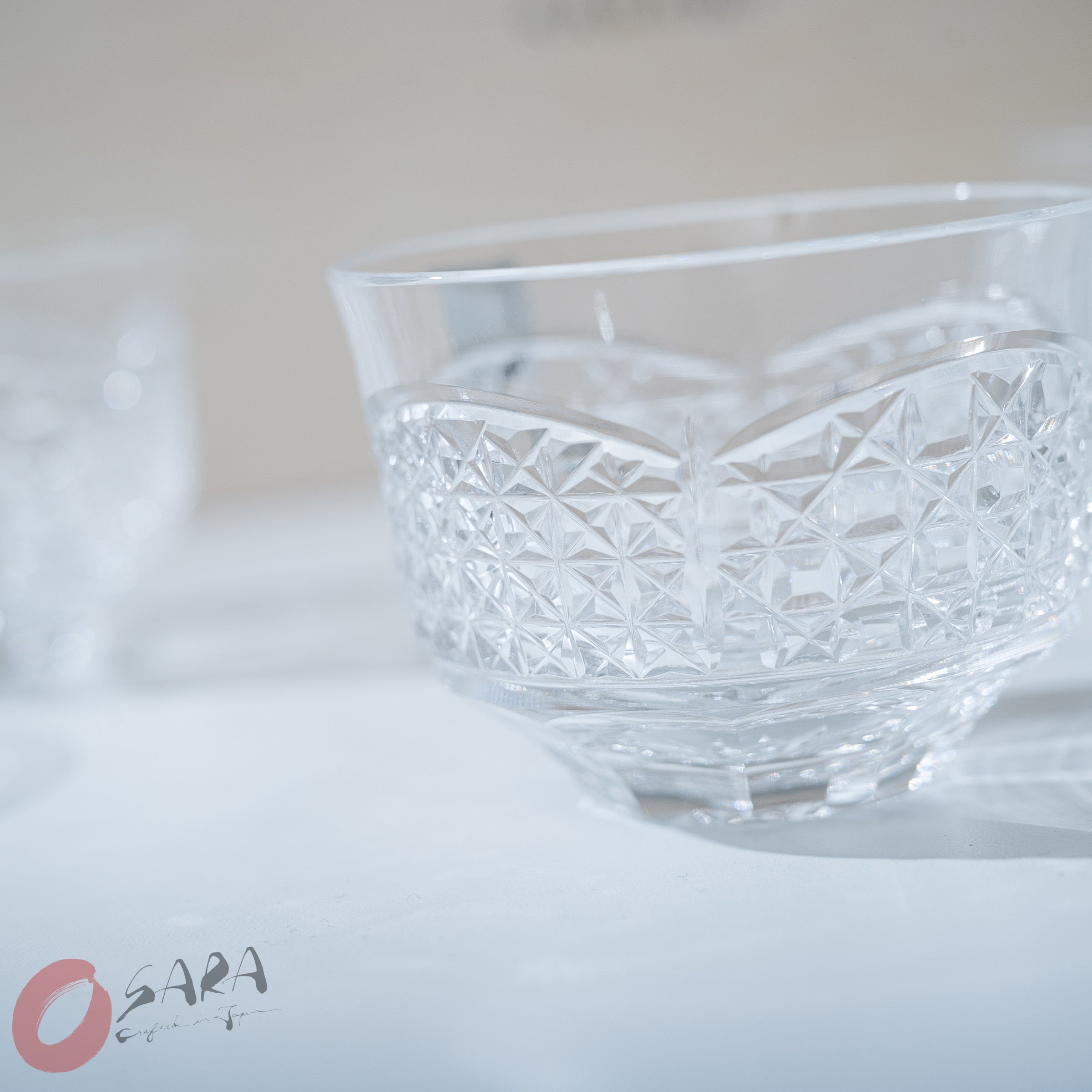 Premium KAGAMI Crystal Edo Kiriko Cold Tea Cup Set - 5 Piece Japanese Handcrafted Glassware for Iced Tea, Cocktails & Elegant Entertaining