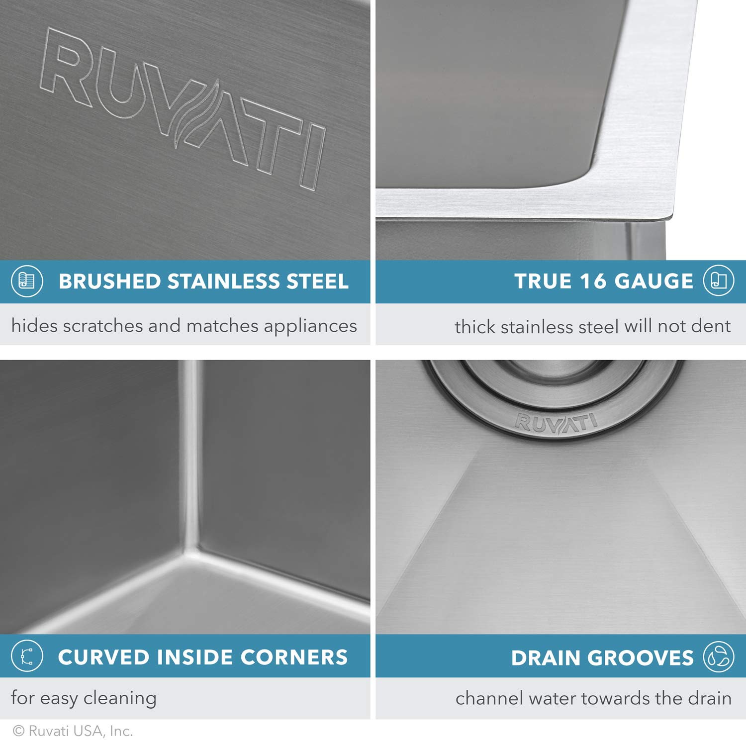 Ruvati 28-inch Undermount Single Bowl Kitchen Sink - 16 Gauge Stainless Steel with Brushed Scratch-Resistant Finish | Easy to Clean & Install | Perfect for Modern Kitchens, Restaurants & RV Remodels (Model RVH7250)