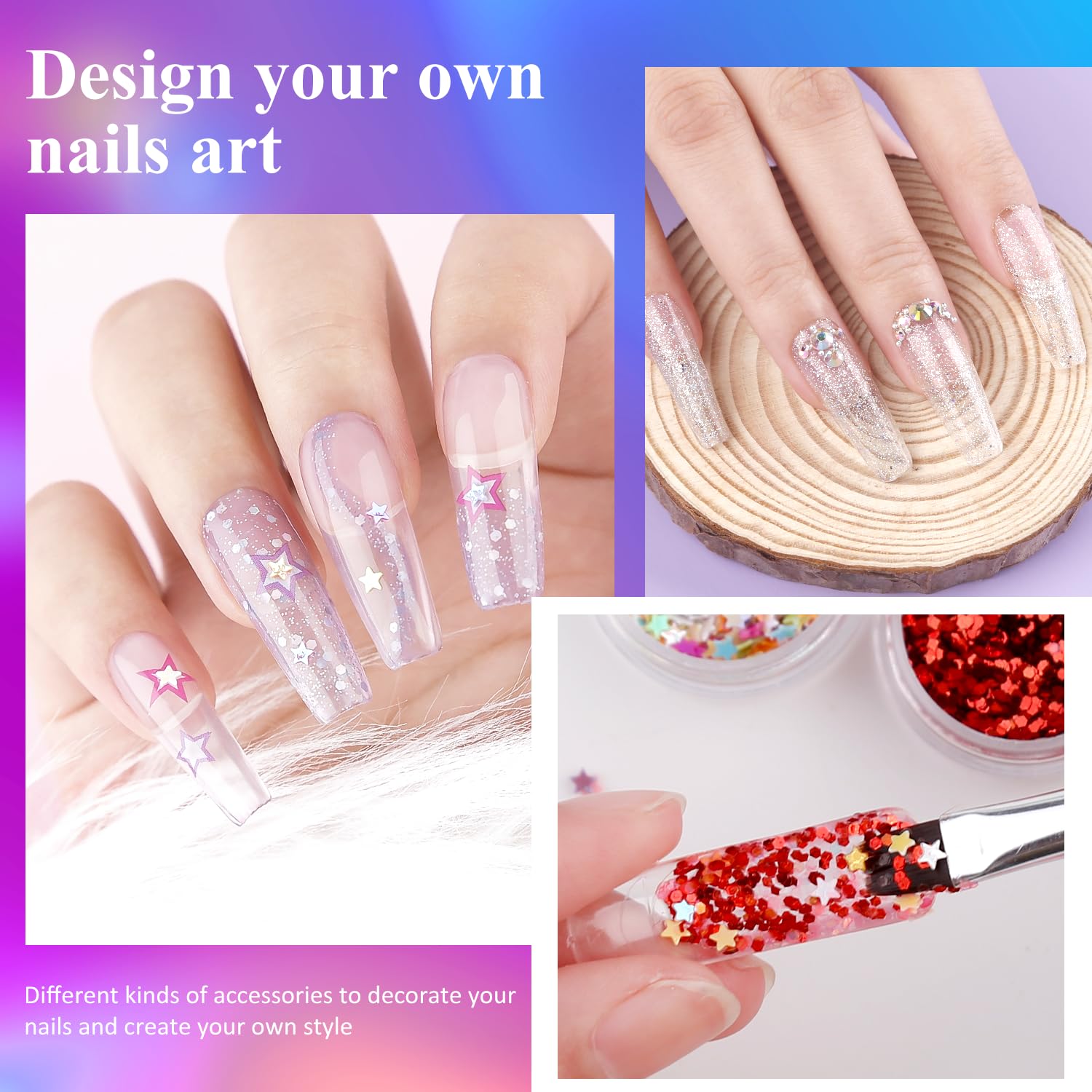 Arousar Nail Extension Gel Kit - 15ml x 4 Bottles (Sparkling Silver) with Anti-Slip Base & Top Coat, UV/LED Lamp & Nail Drill for Salon & DIY Manicure - Perfect for Beginners & Professionals | At-Home Nails, Salon Services, Party Glam Looks