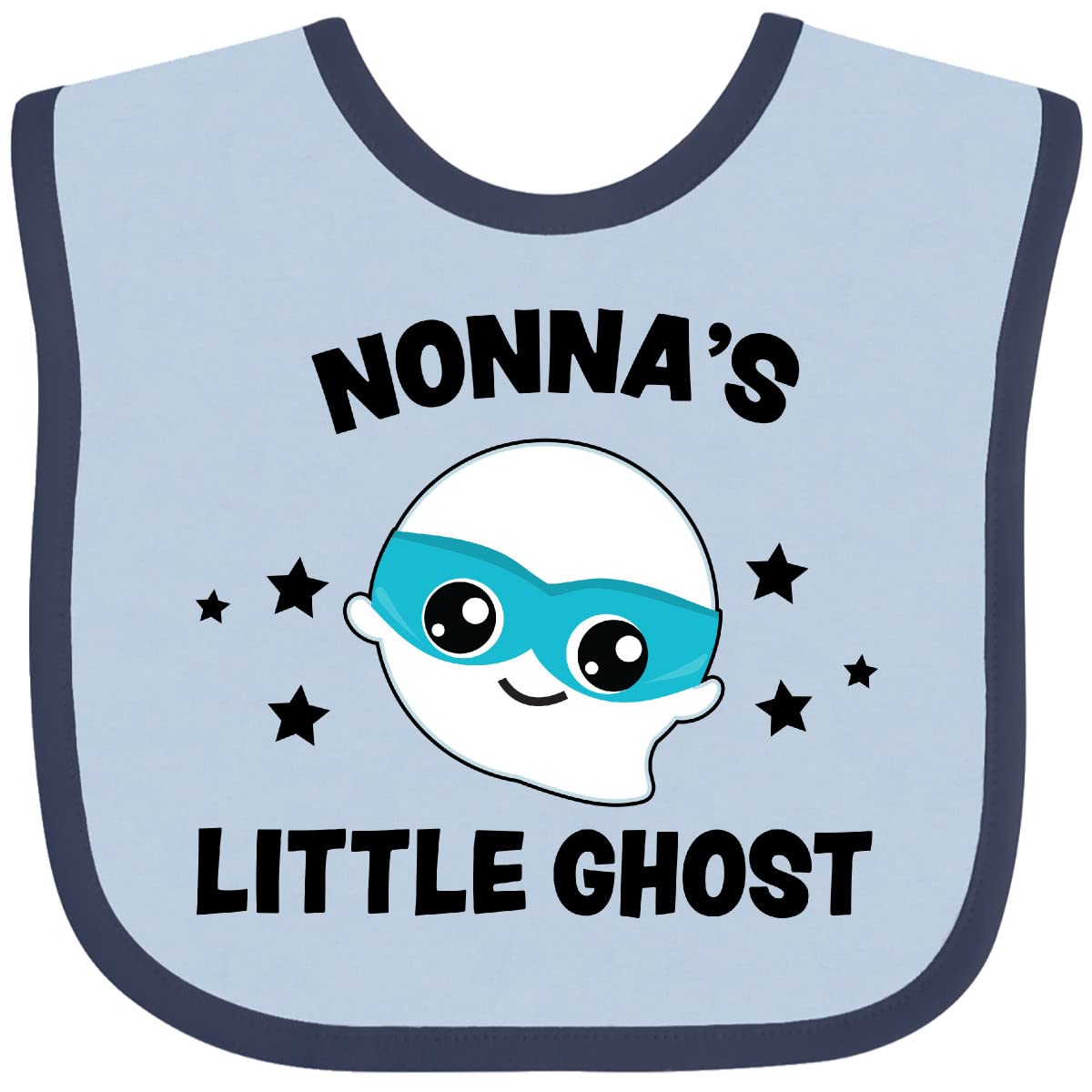 Inktastic Cute Nonna's Little Ghost with Stars Baby Bib - Soft & Absorbent Drool Bib for Infants - Perfect for Halloween, Baby Showers & Everyday Use